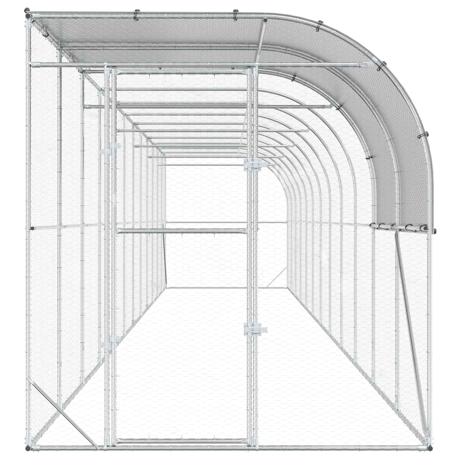 Against Wall Chicken Coop Silver 1200 x 200 x 215 cm
