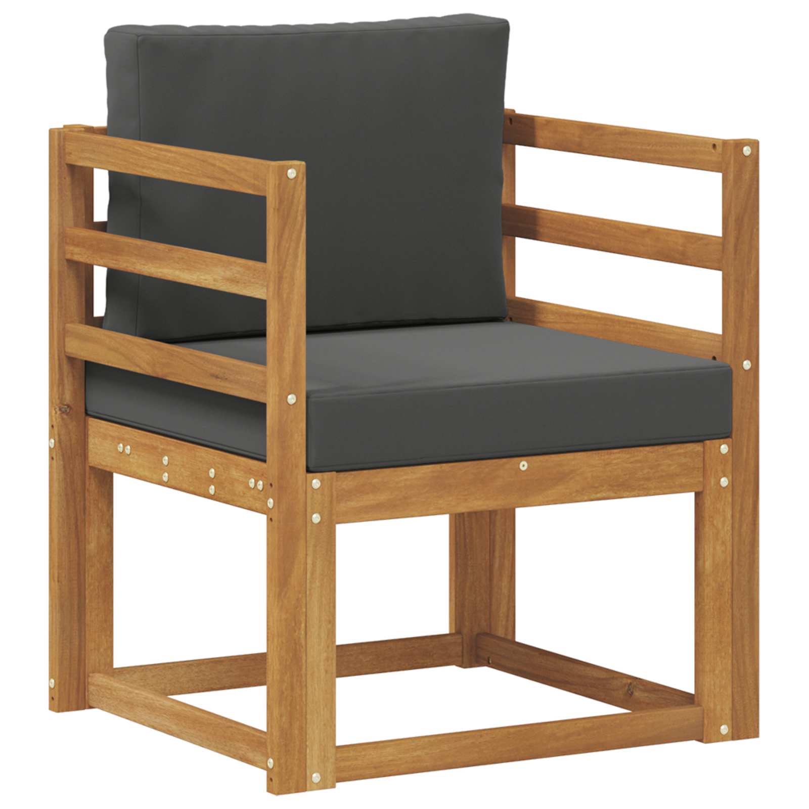 Outdoor Sofa Solid Acacia Wood and Polyester Natural