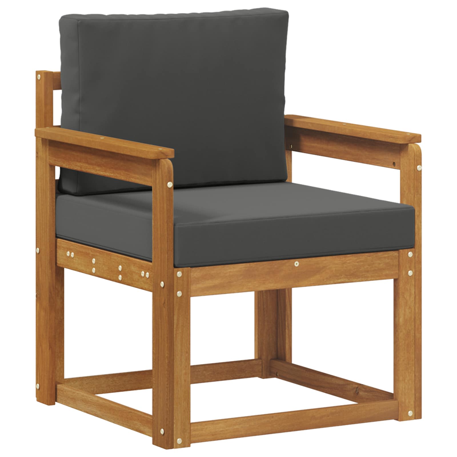 Outdoor Sofa Solid Acacia Wood and Polyester Natural