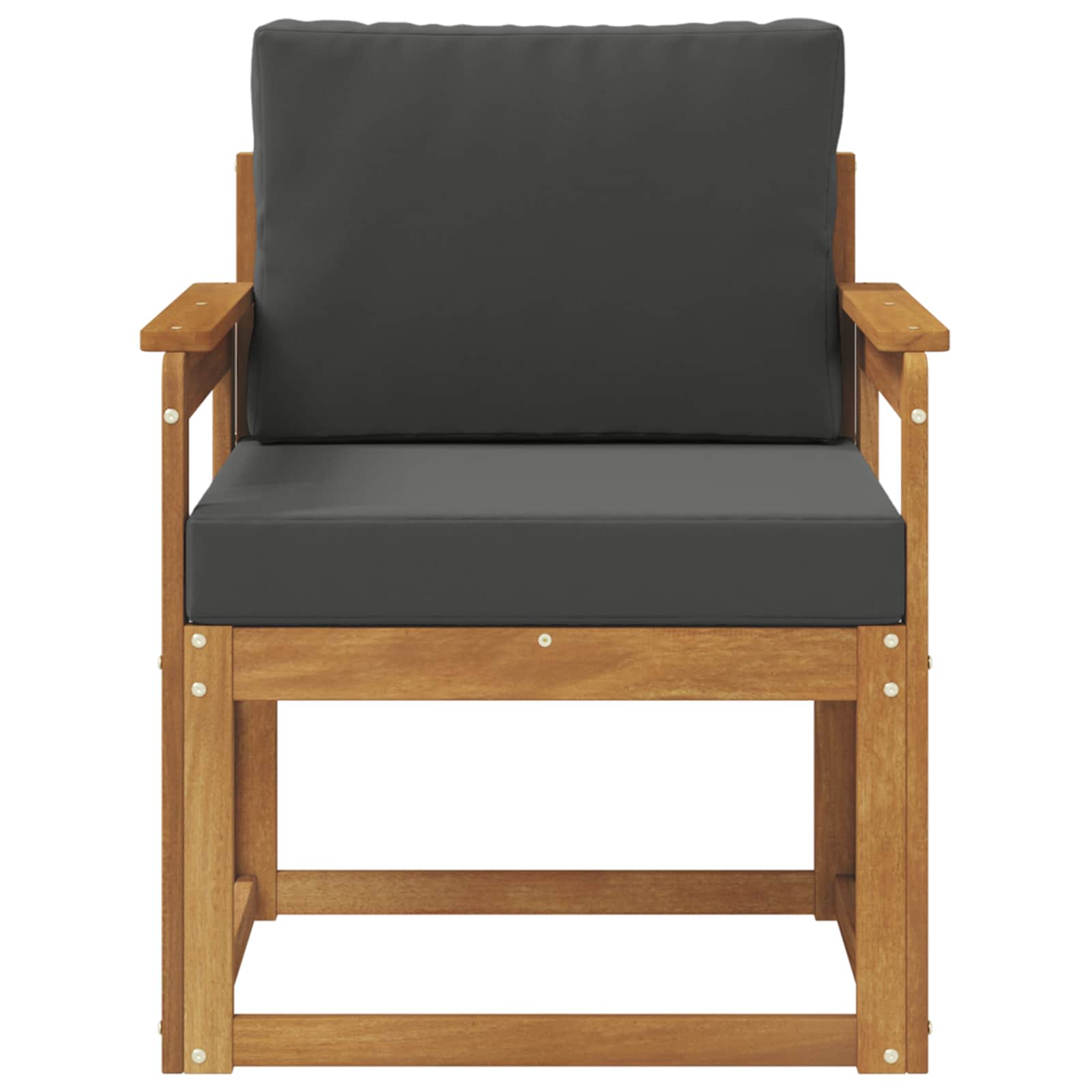 Outdoor Sofa Solid Acacia Wood and Polyester Natural