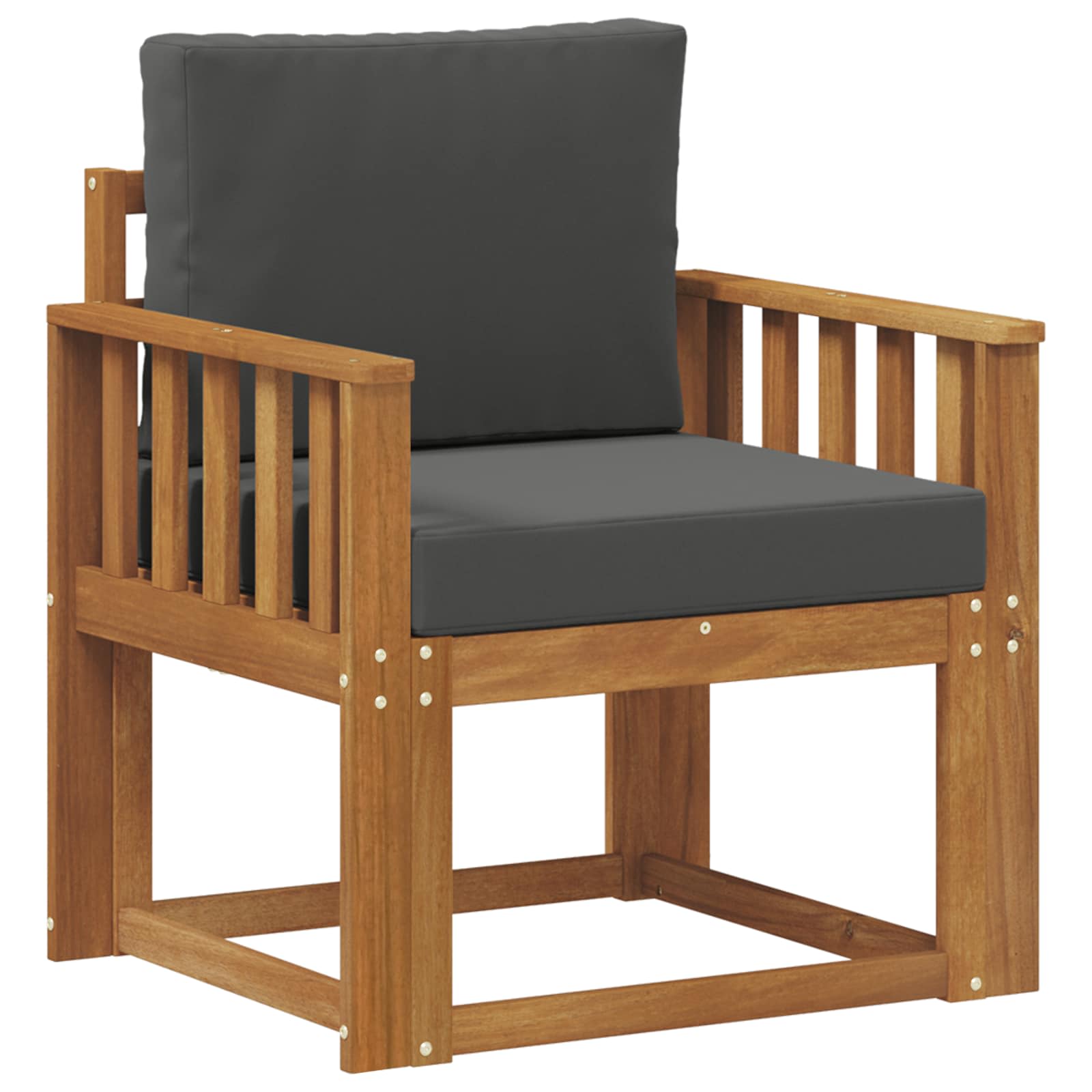 Outdoor Sofa Solid Acacia Wood and Polyester Natural