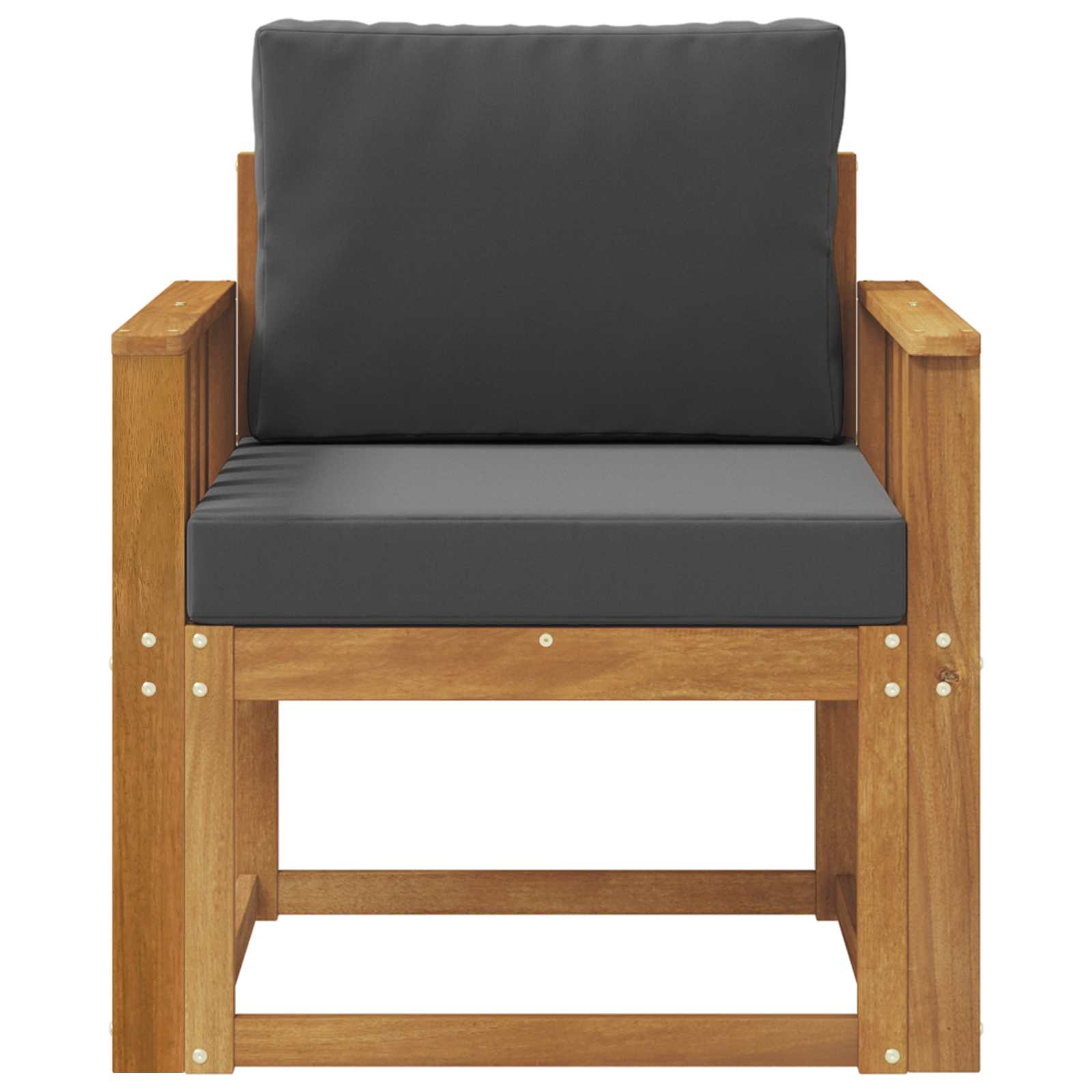 Outdoor Sofa Solid Acacia Wood and Polyester Natural
