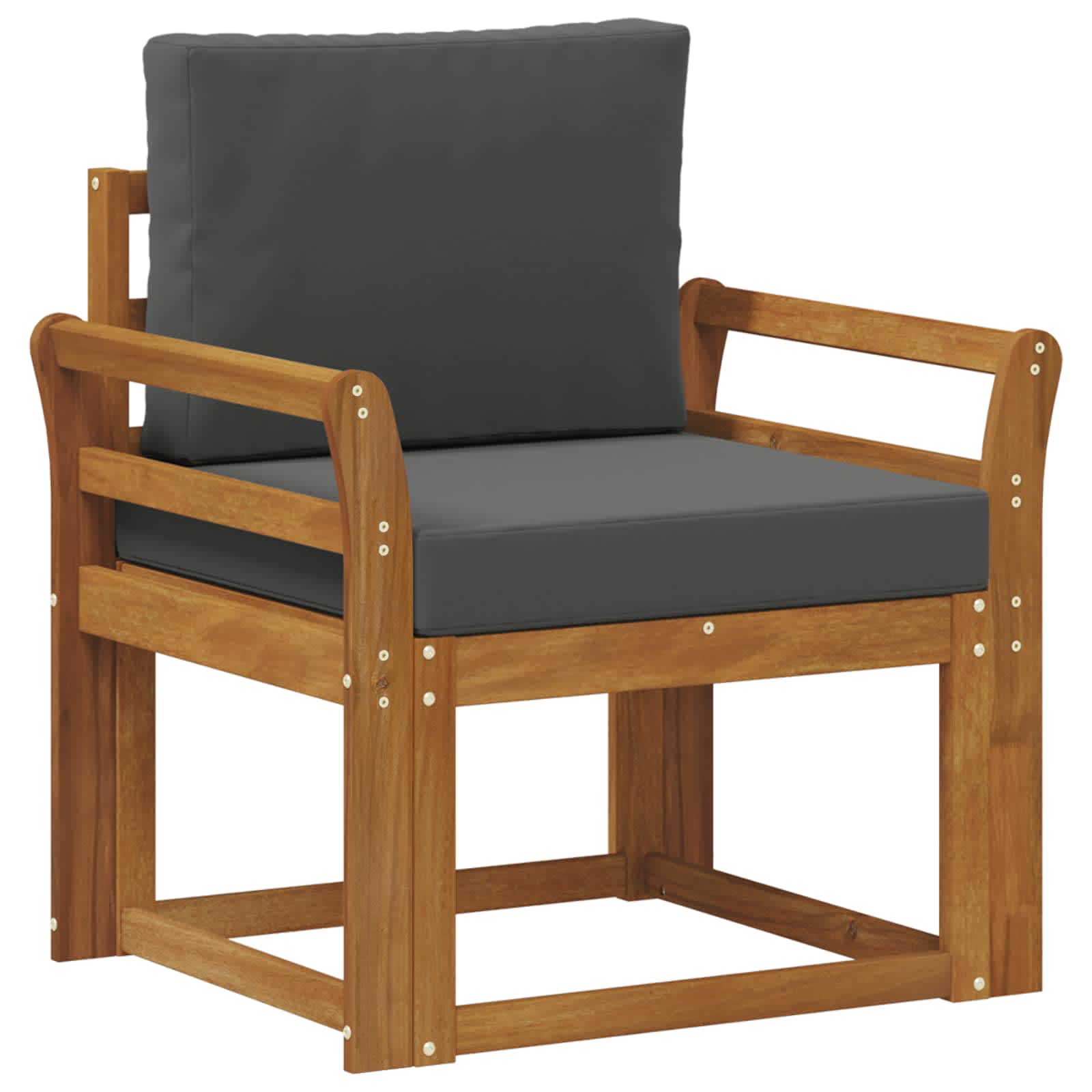 Outdoor Sofa Solid Acacia Wood and Polyester Natural
