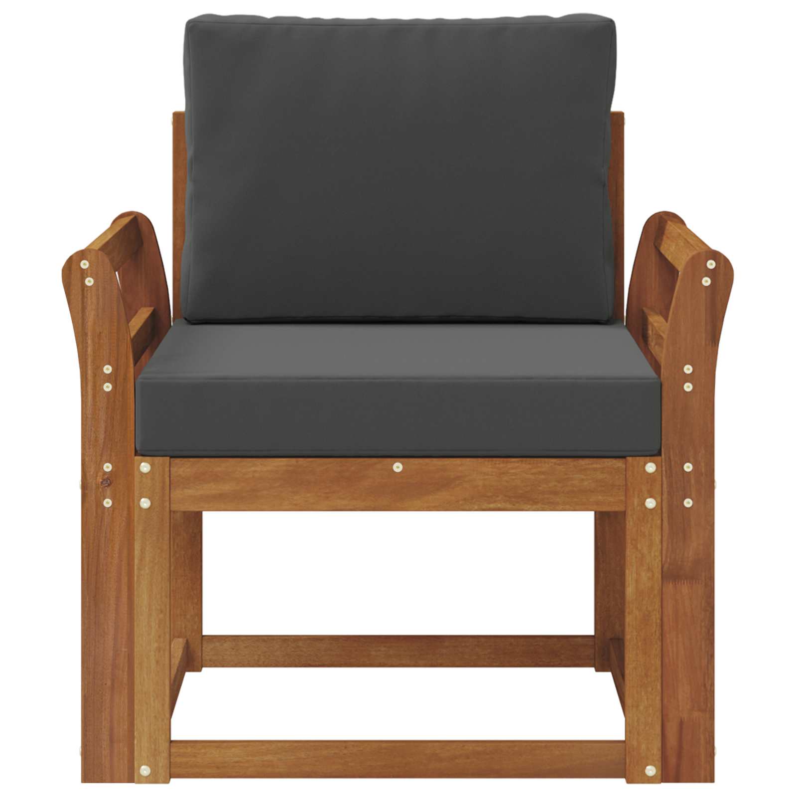 Outdoor Sofa Solid Acacia Wood and Polyester Natural
