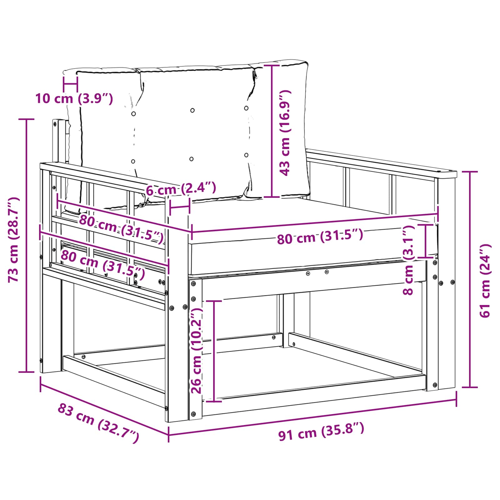 Outdoor Middle Sofa Natural