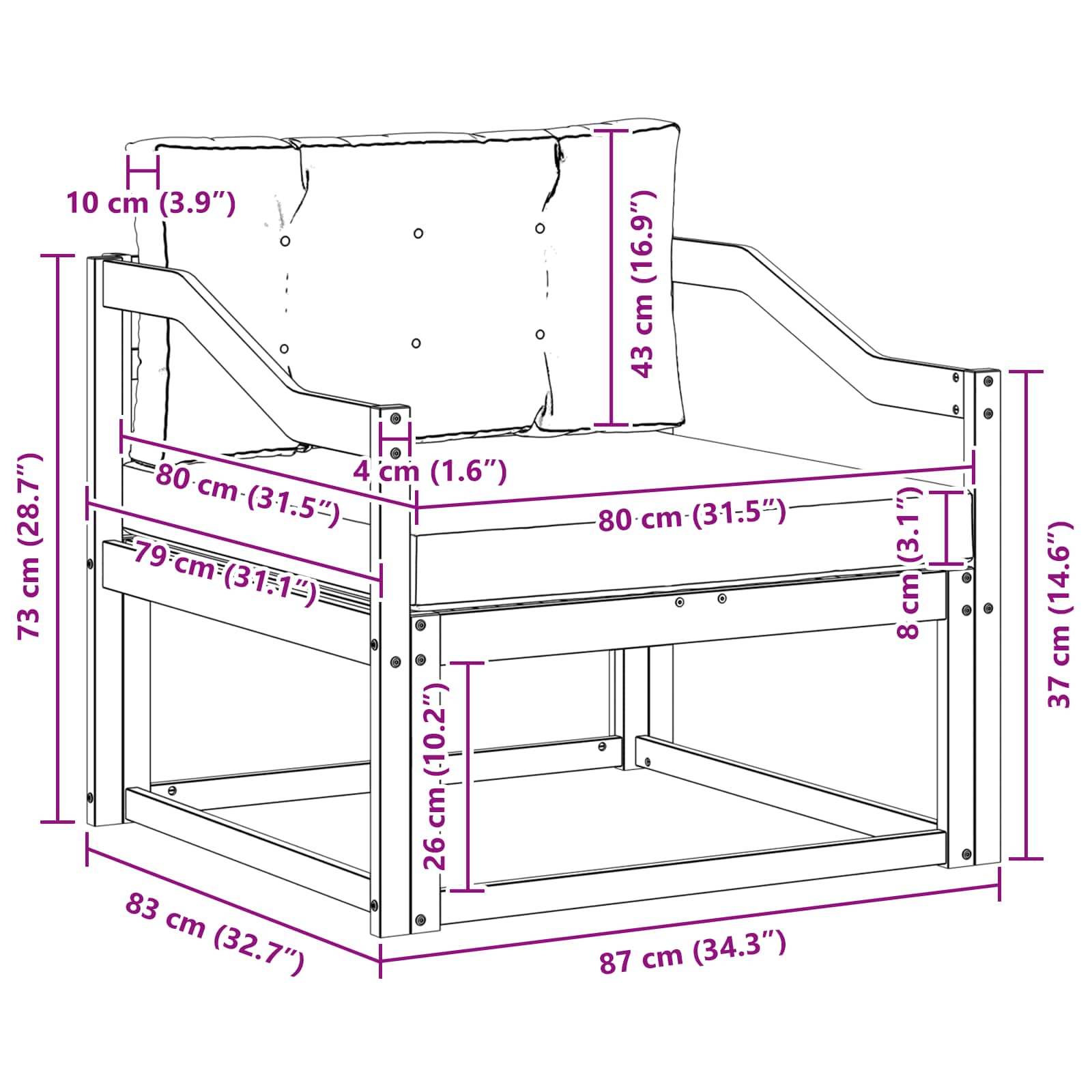 Outdoor Middle Sofa Natural