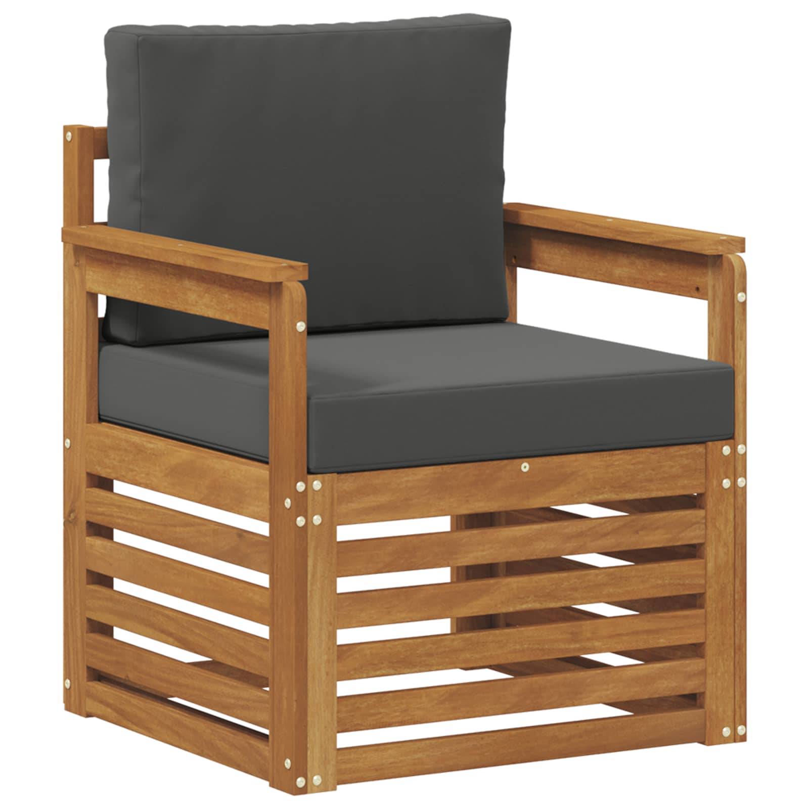 Outdoor Sofa Set Solid Acacia Wood and Polyester