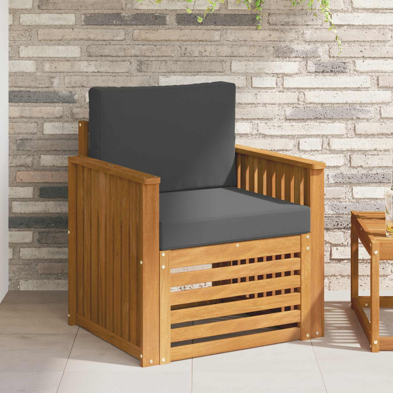 Outdoor Sofa Set Solid Acacia Wood and Polyester