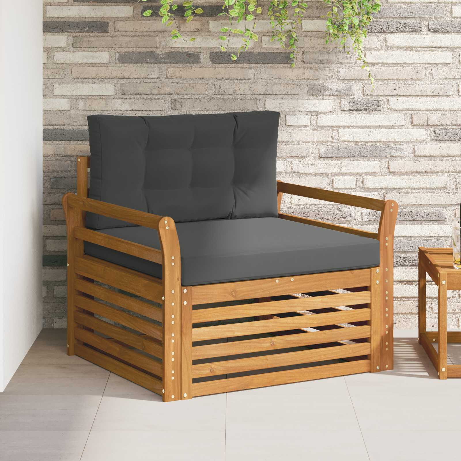 Outdoor Sofa Solid Acacia Wood and Polyester