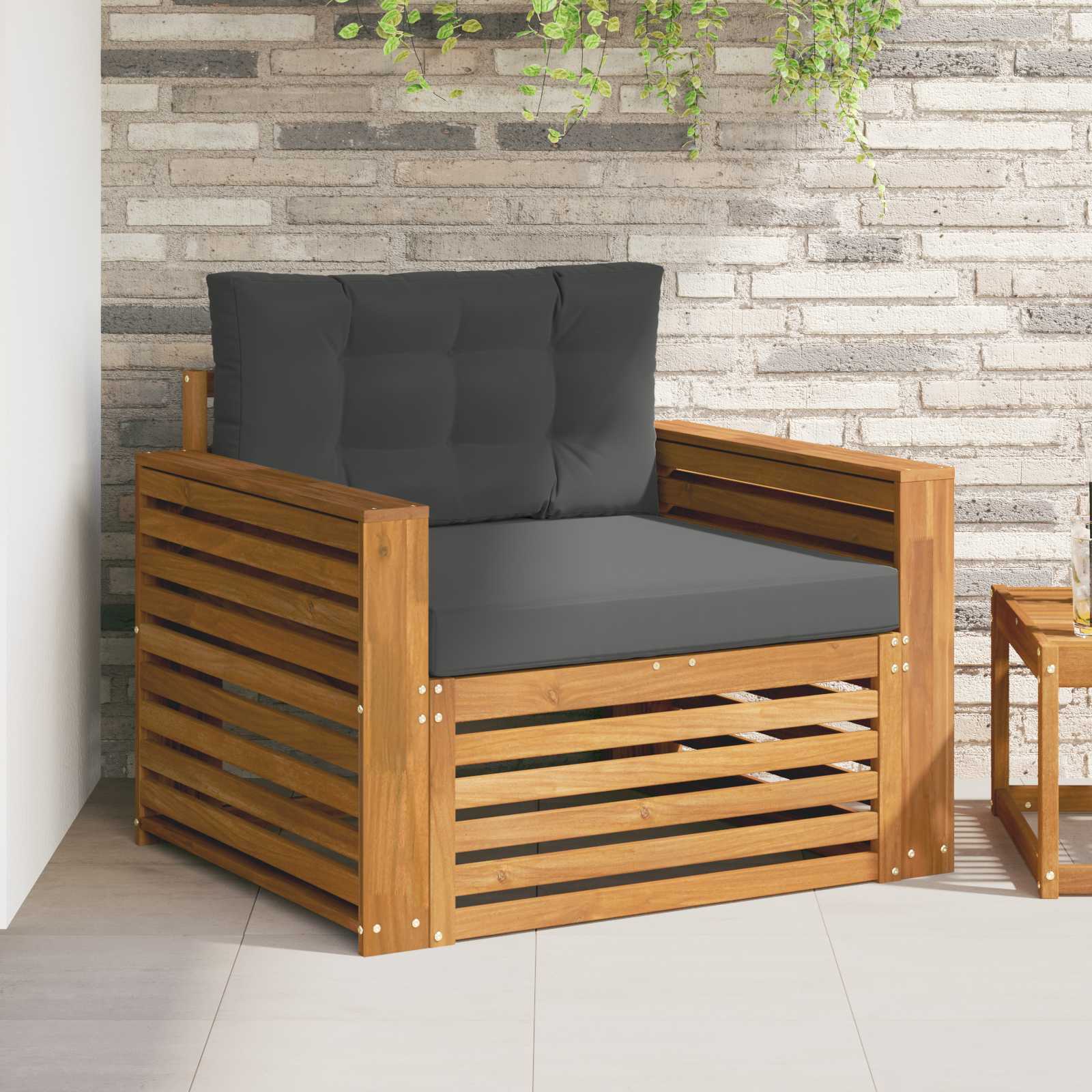 Outdoor Sofa Solid Acacia Wood and Polyester