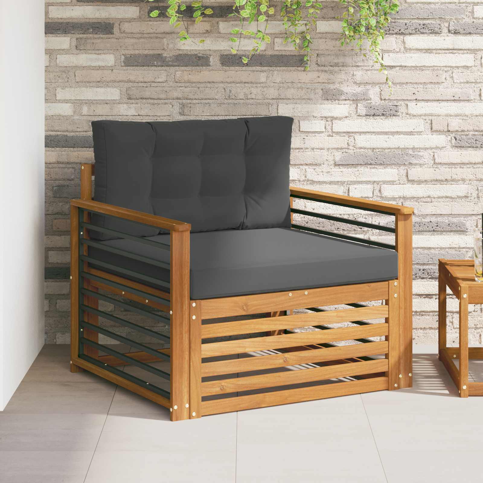 Outdoor Sofa Solid Acacia Wood and Polyester