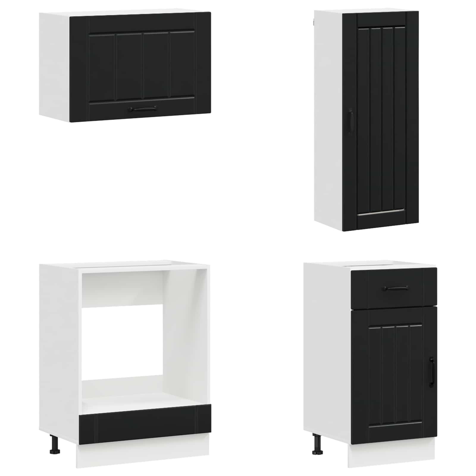 Kitchen Unit LUCCA 8 pcs Black Engineered Wood