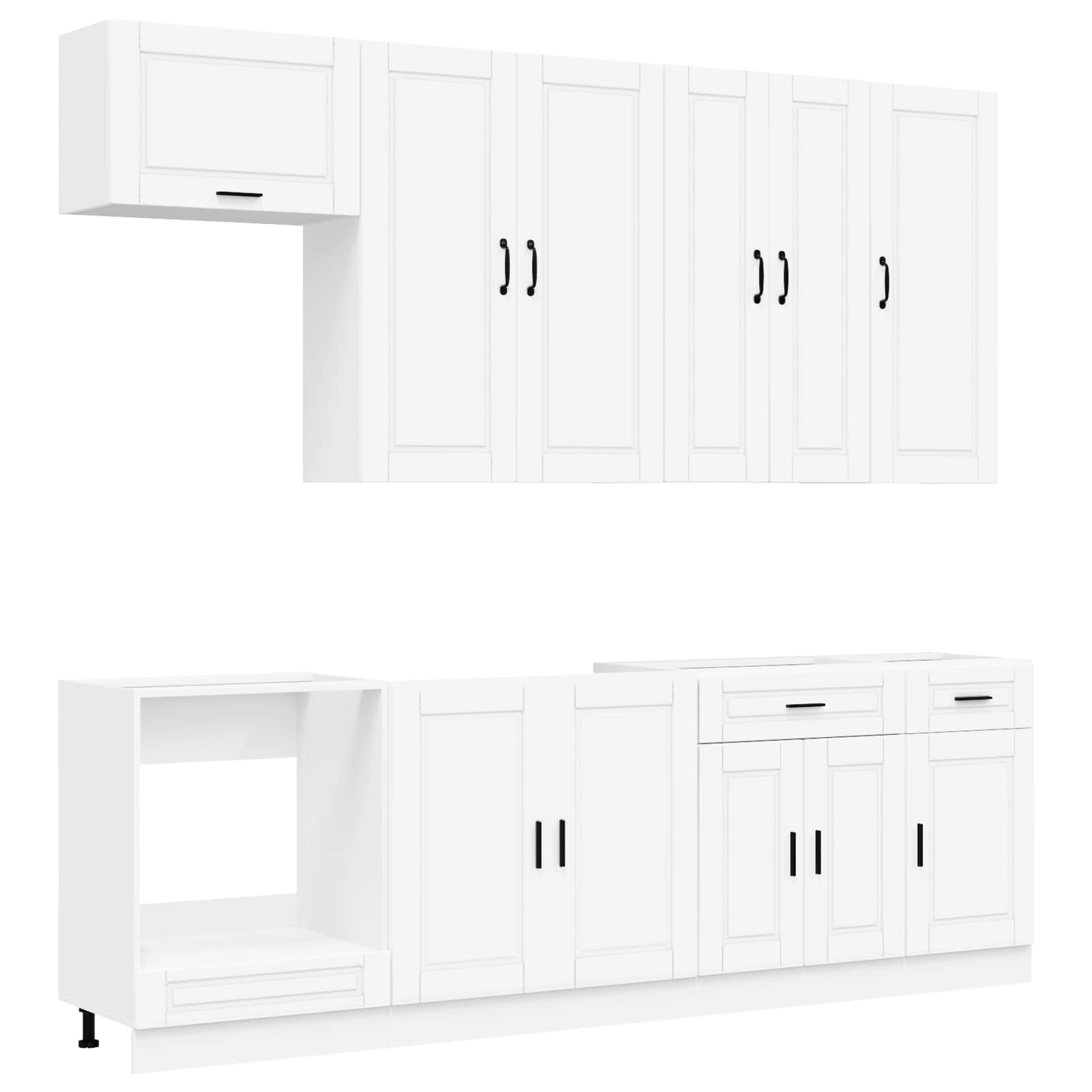 Cabinet Set with Drawer with Shelf 8 pcs White Engineered Wood