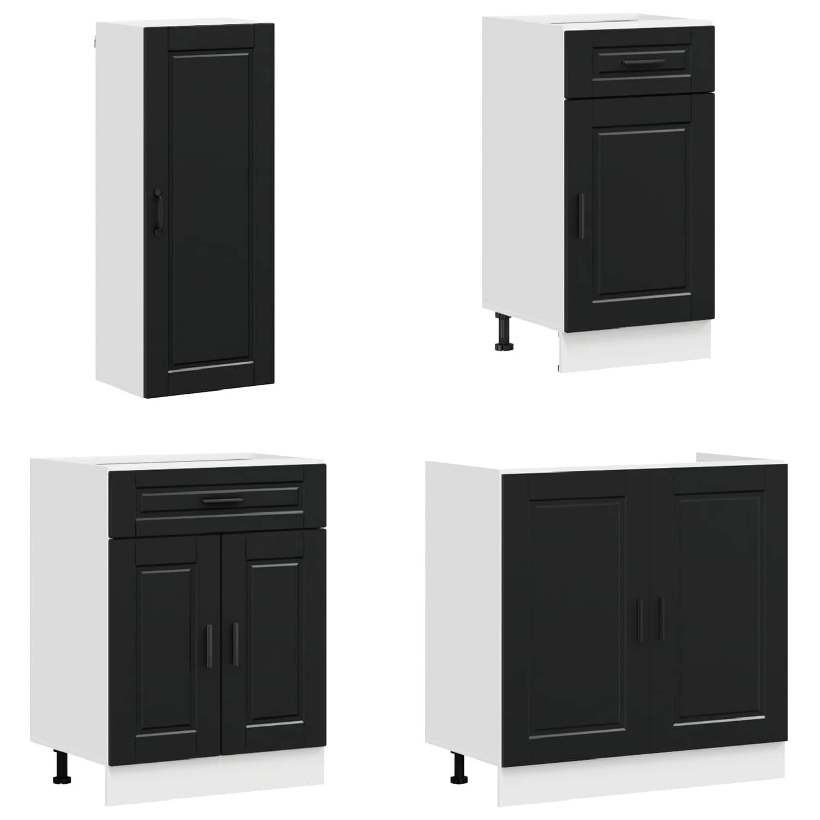 Kitchen Unit PORTO 8 pcs Black Engineered Wood