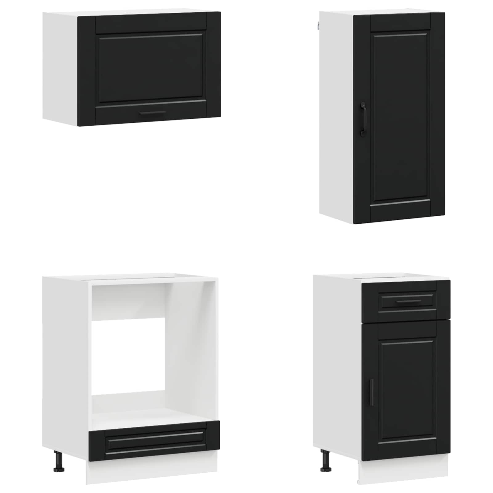 Kitchen Unit PORTO 8 pcs Black Engineered Wood