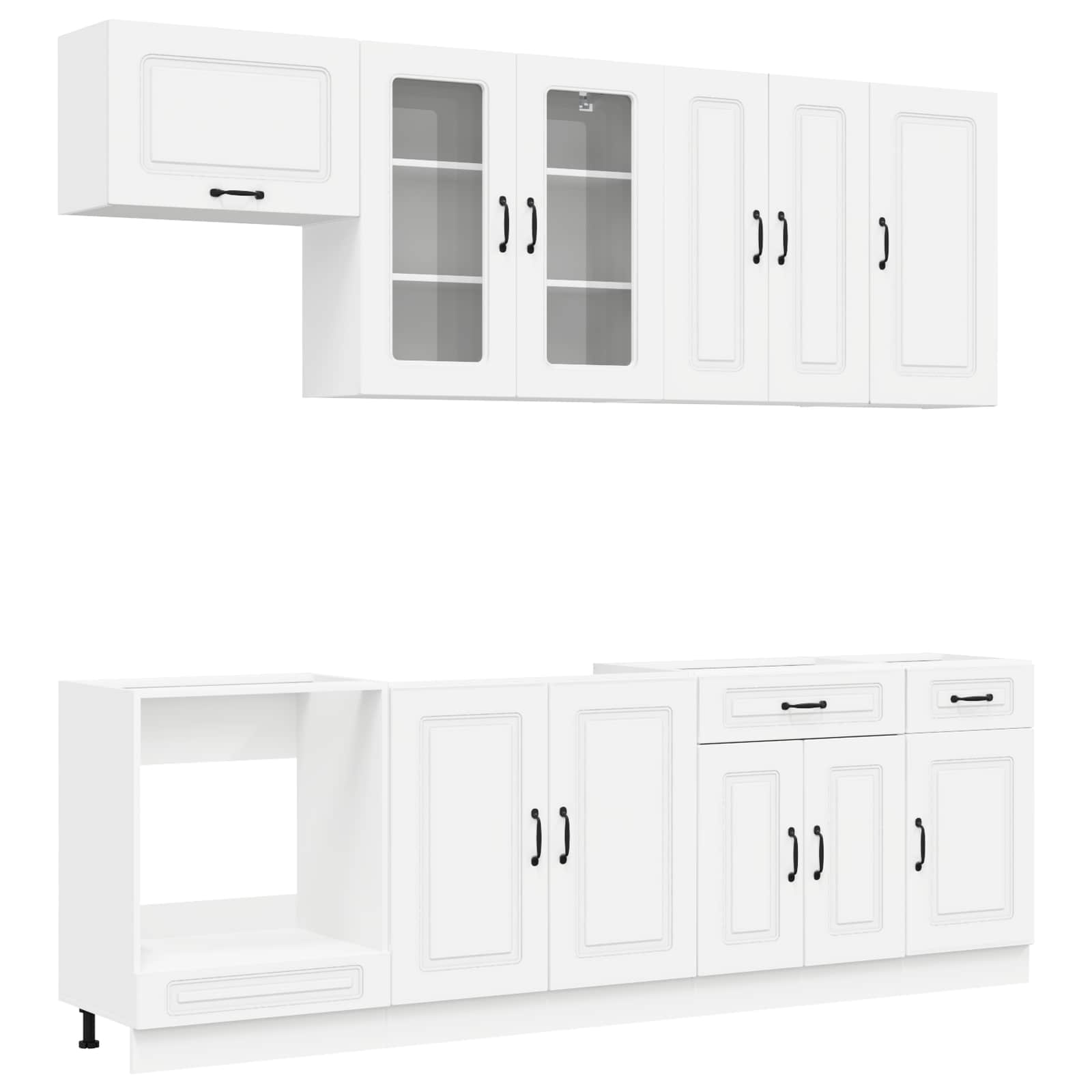 Cabinet Set with Drawer with Shelf 8 pcs White Engineered Wood