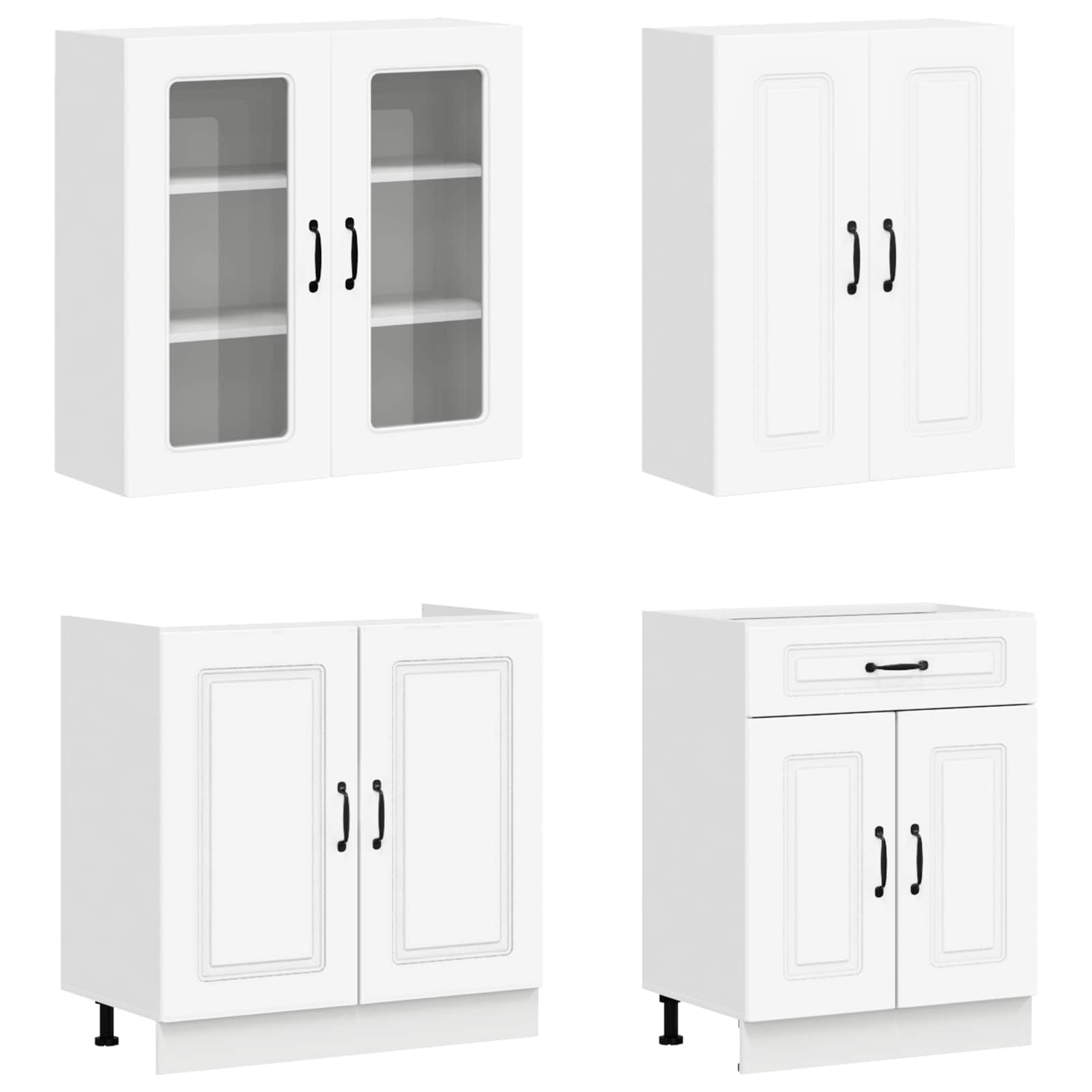 Cabinet Set with Drawer with Shelf 8 pcs White Engineered Wood