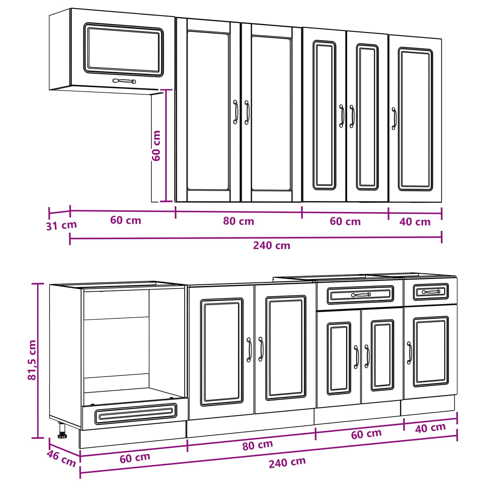 Kitchen Unit KALMAR 8 pcs White Engineered Wood