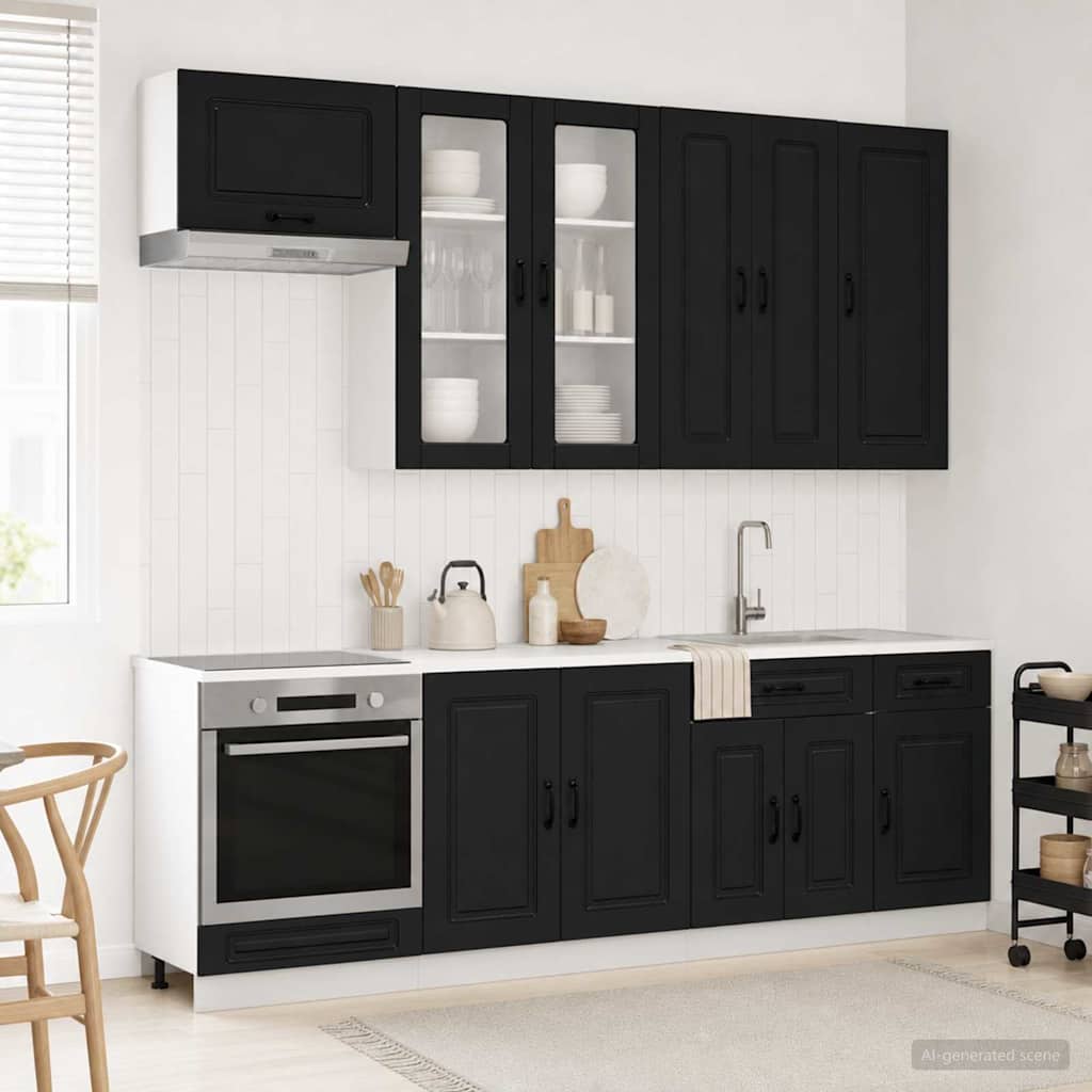 Kitchen Unit KALMAR 8 pcs Black Engineered Wood