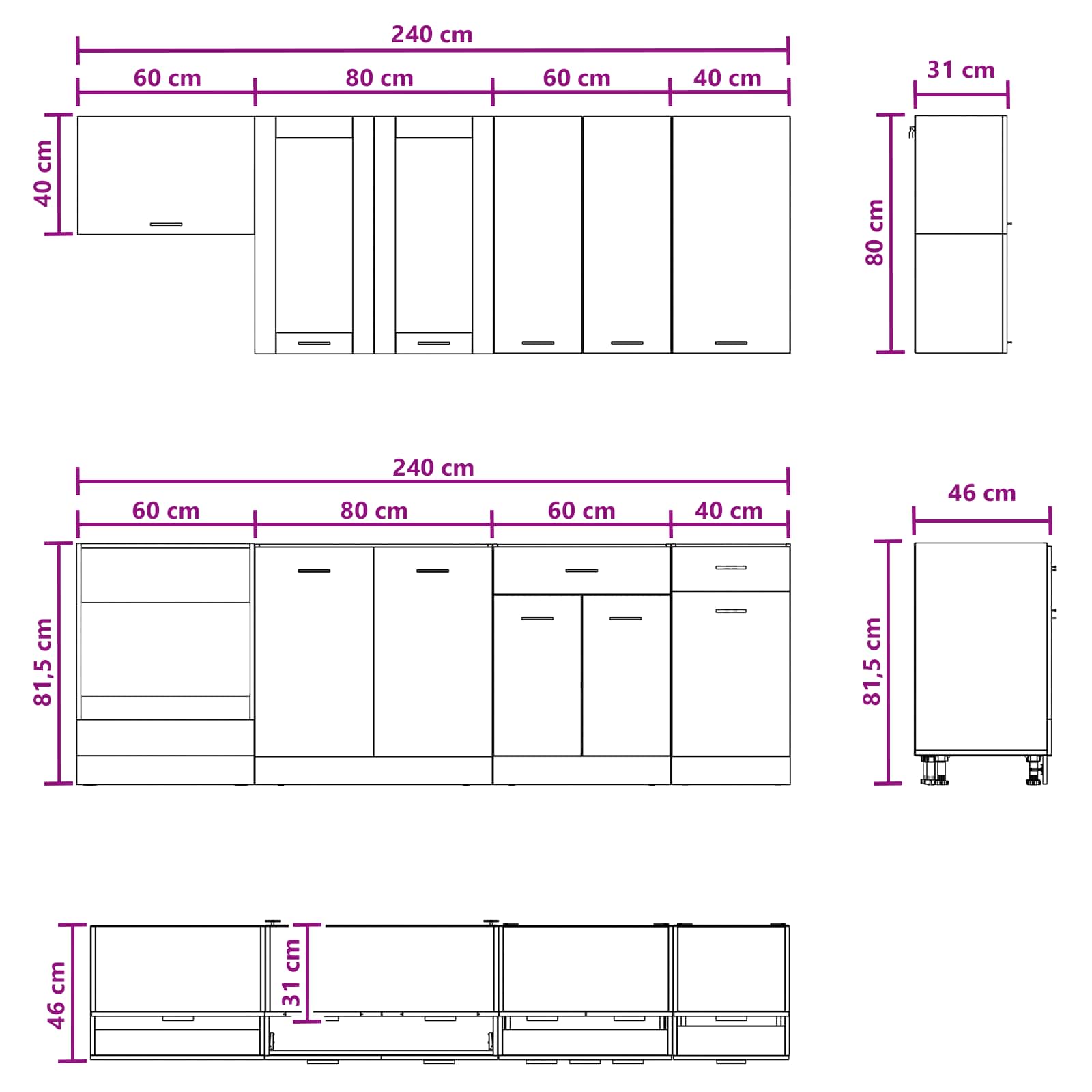 Kitchen Unit LYON 8 pcs White Engineered Wood