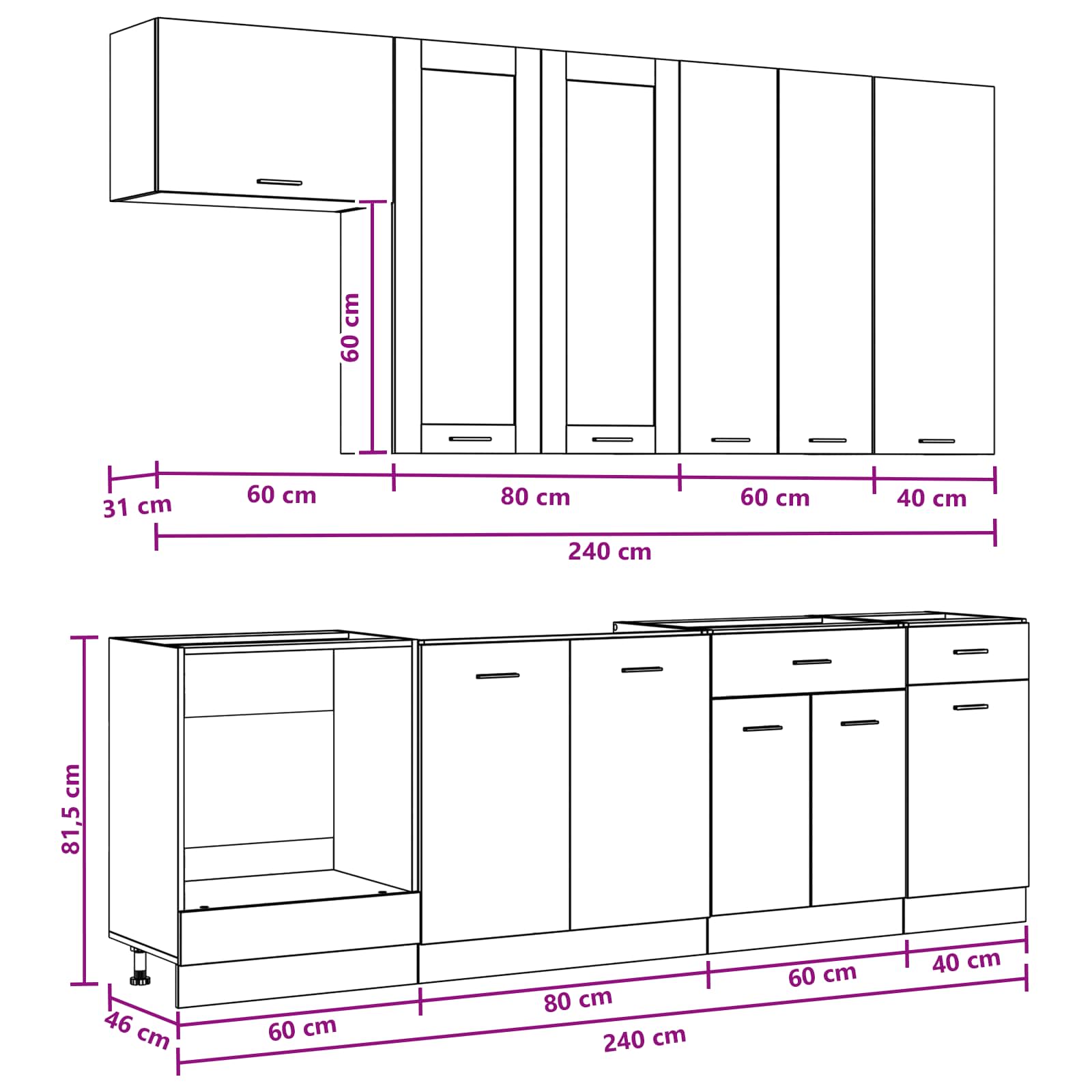 Kitchen Unit LYON 8 pcs White Engineered Wood
