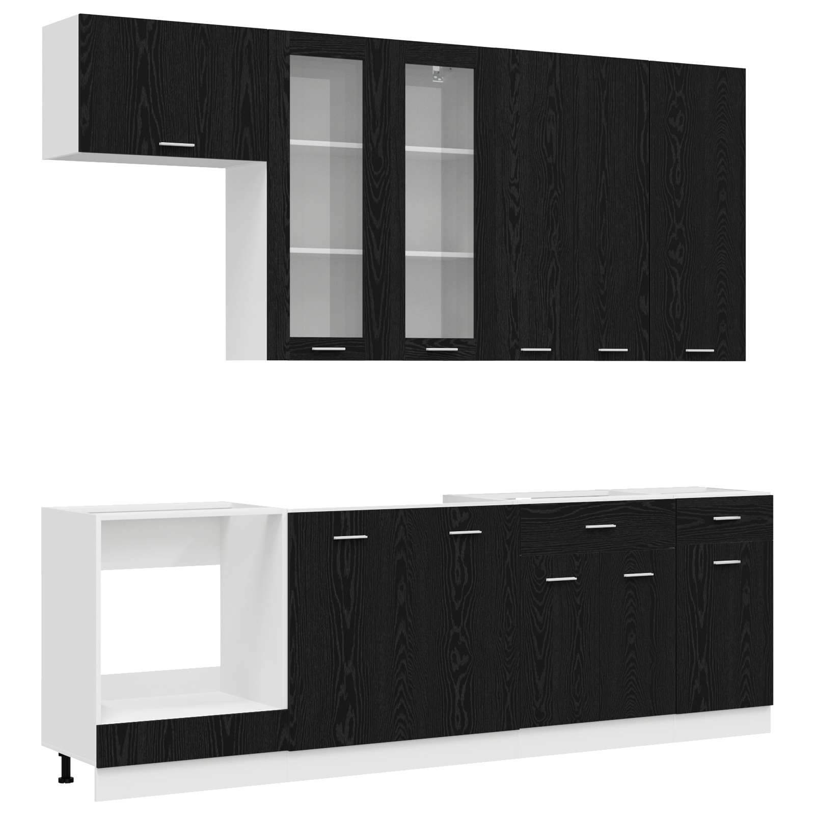Kitchen Unit LYON 8 pcs Black Oak Engineered Wood