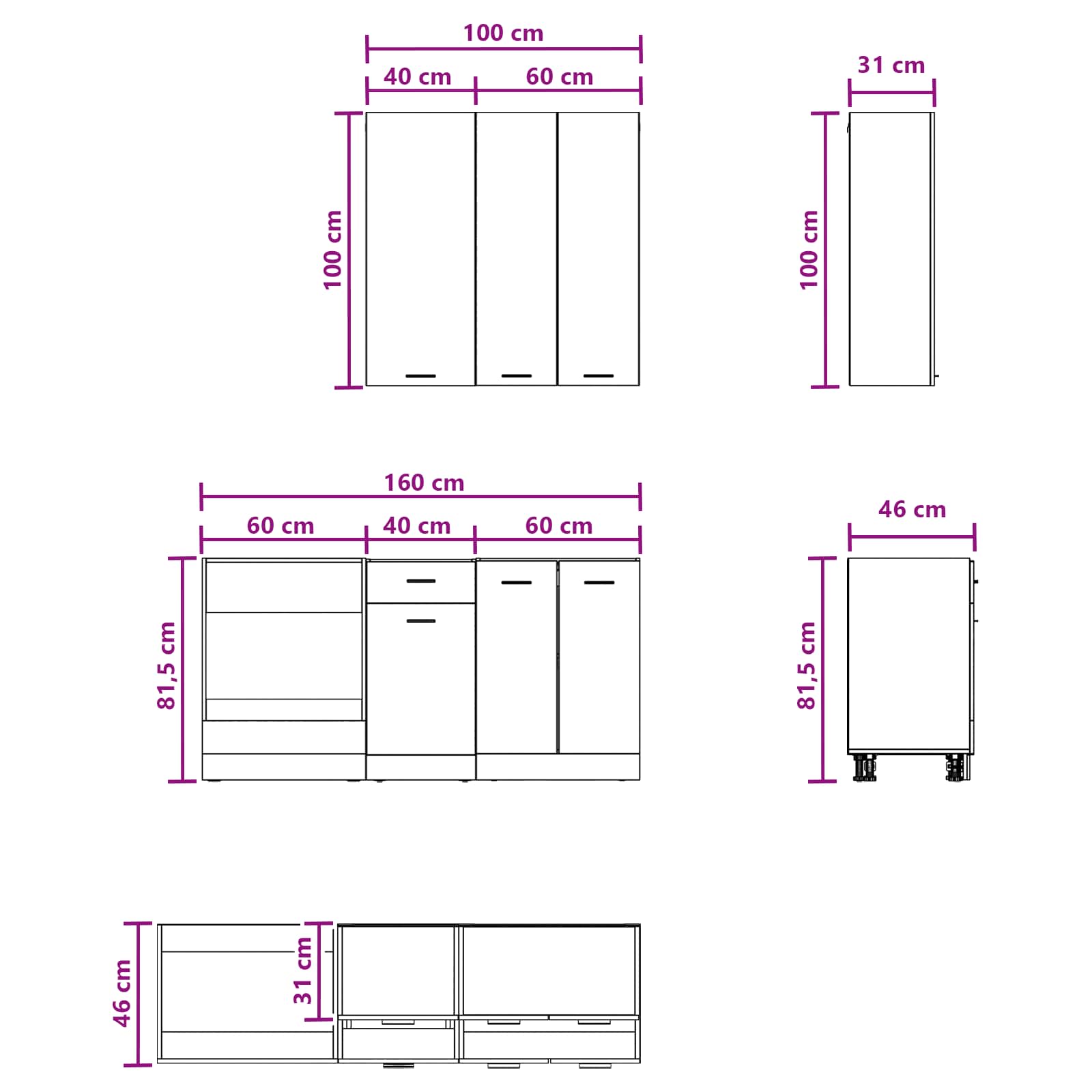 Kitchen Unit LYON 5 pcs White Engineered Wood