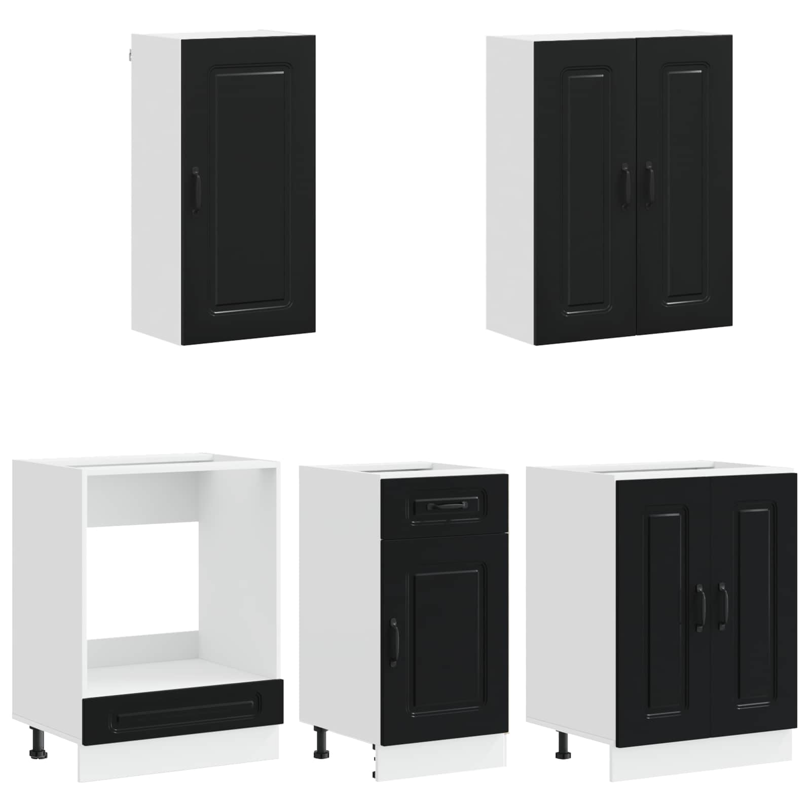 Kitchen Unit KALMAR 5 pcs Black Engineered Wood