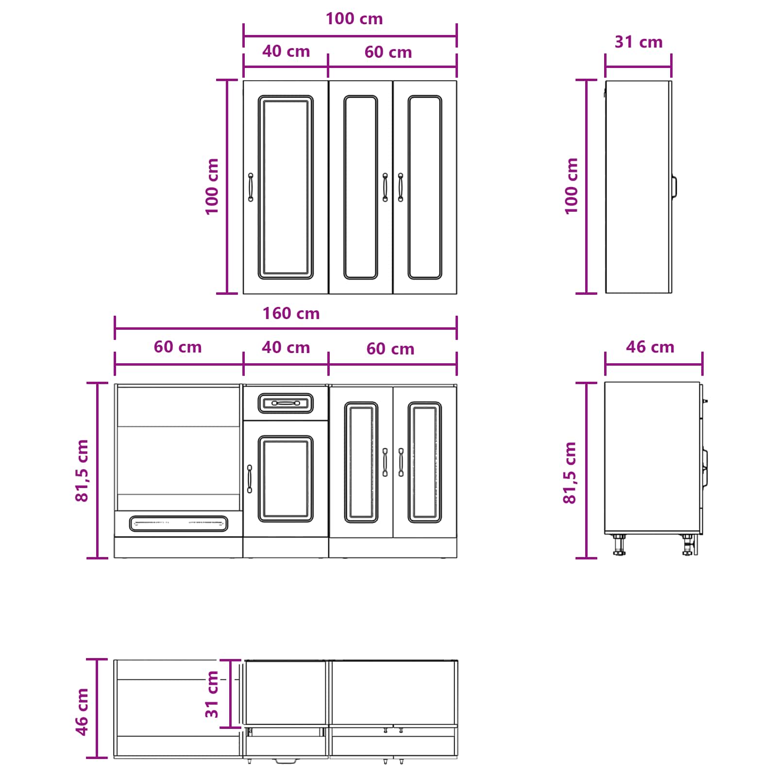 Kitchen Unit KALMAR 5 pcs Black Engineered Wood