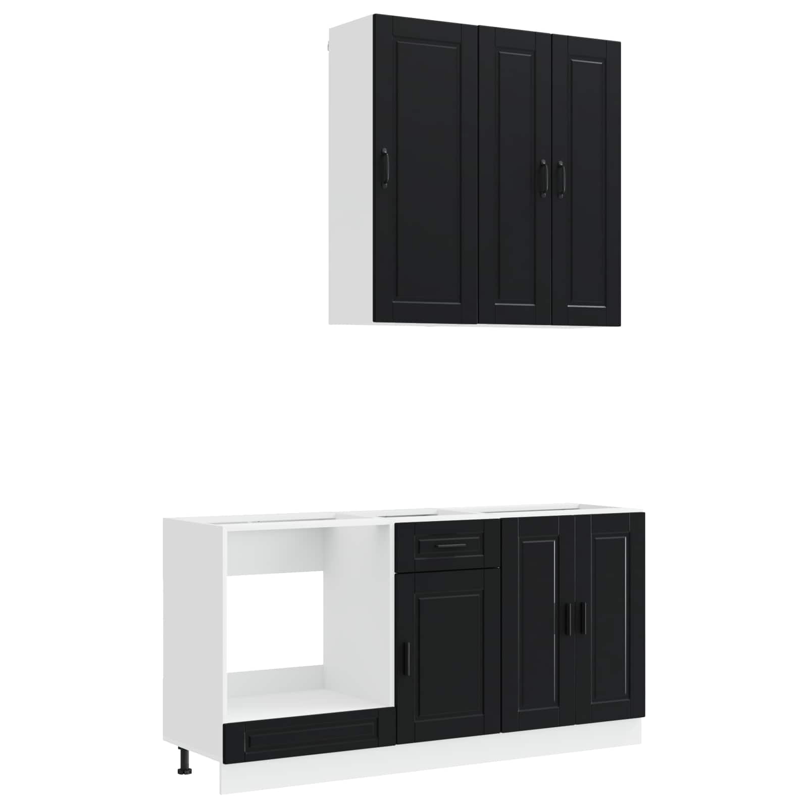 Kitchen Unit PORTO 5 pcs Black Engineered Wood