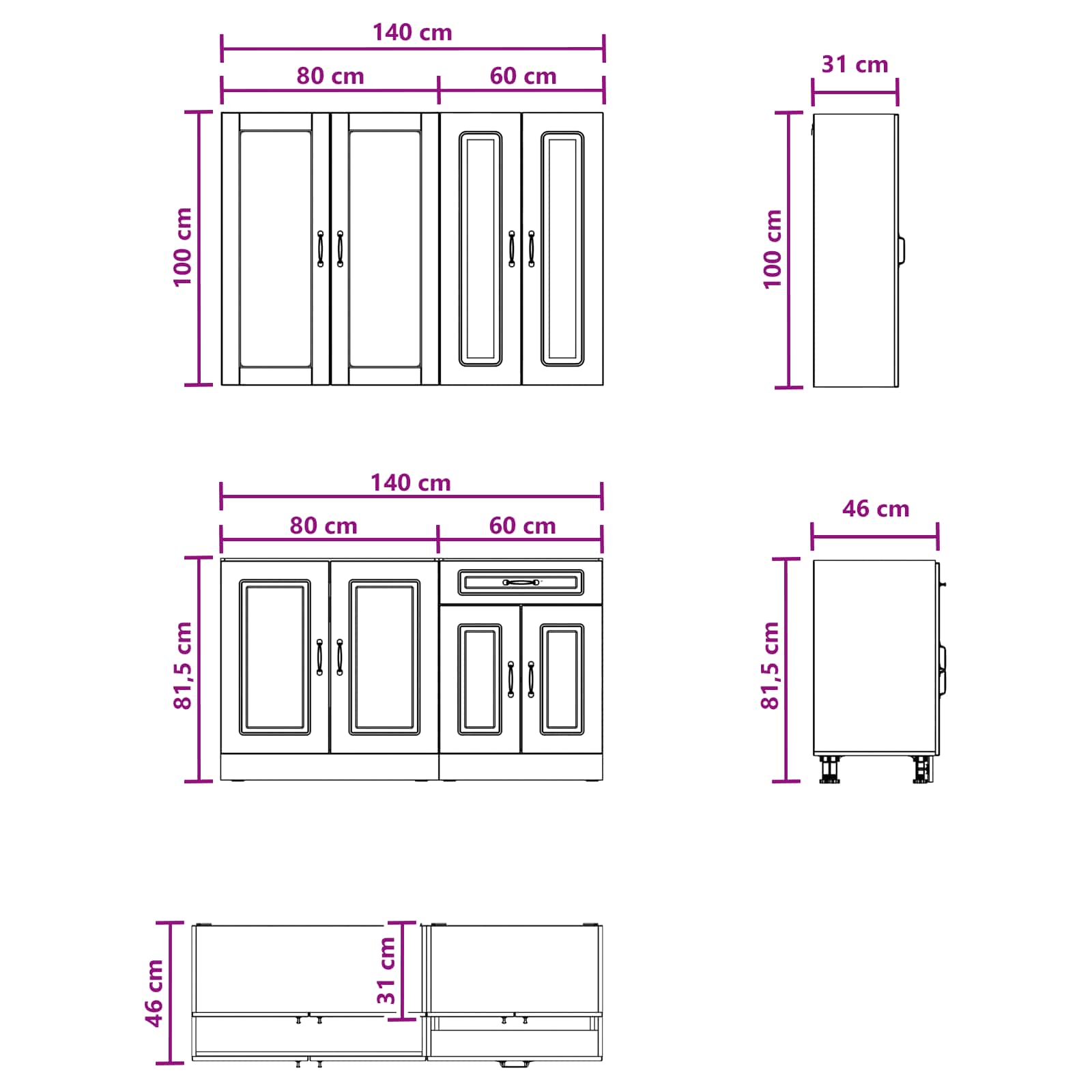 Kitchen Unit KALMAR 4 pcs White Engineered Wood