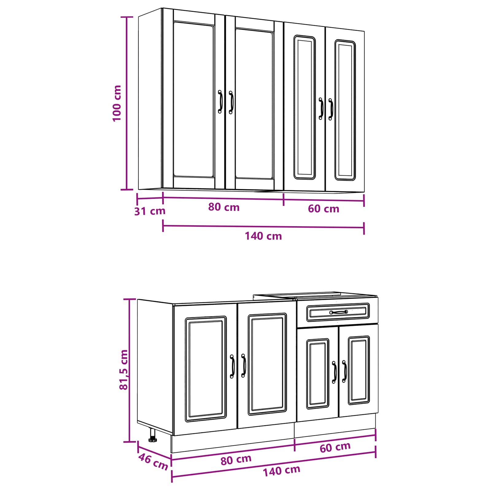 Kitchen Unit KALMAR 4 pcs White Engineered Wood