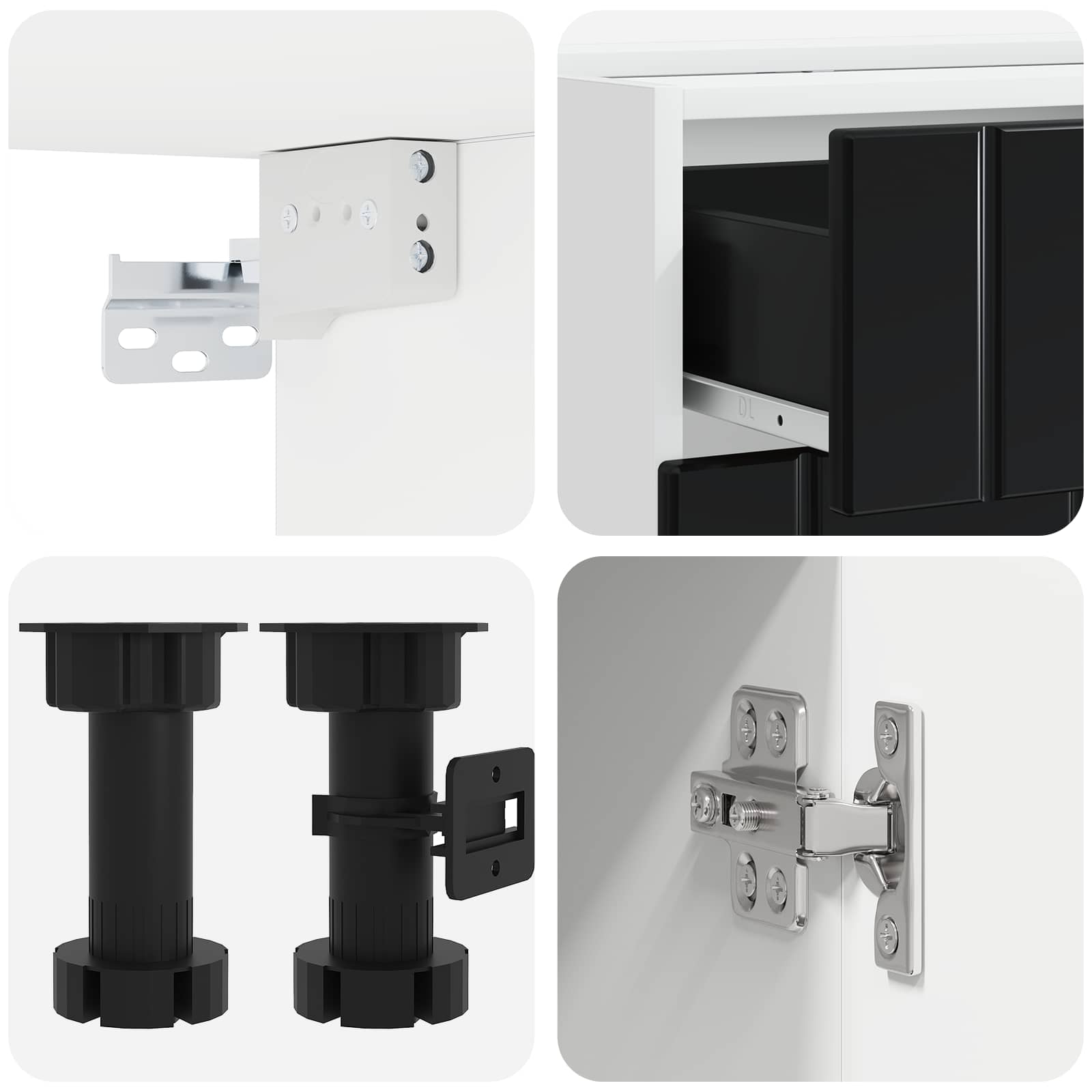 Kitchen Unit LUCCA 4 pcs Black Engineered Wood