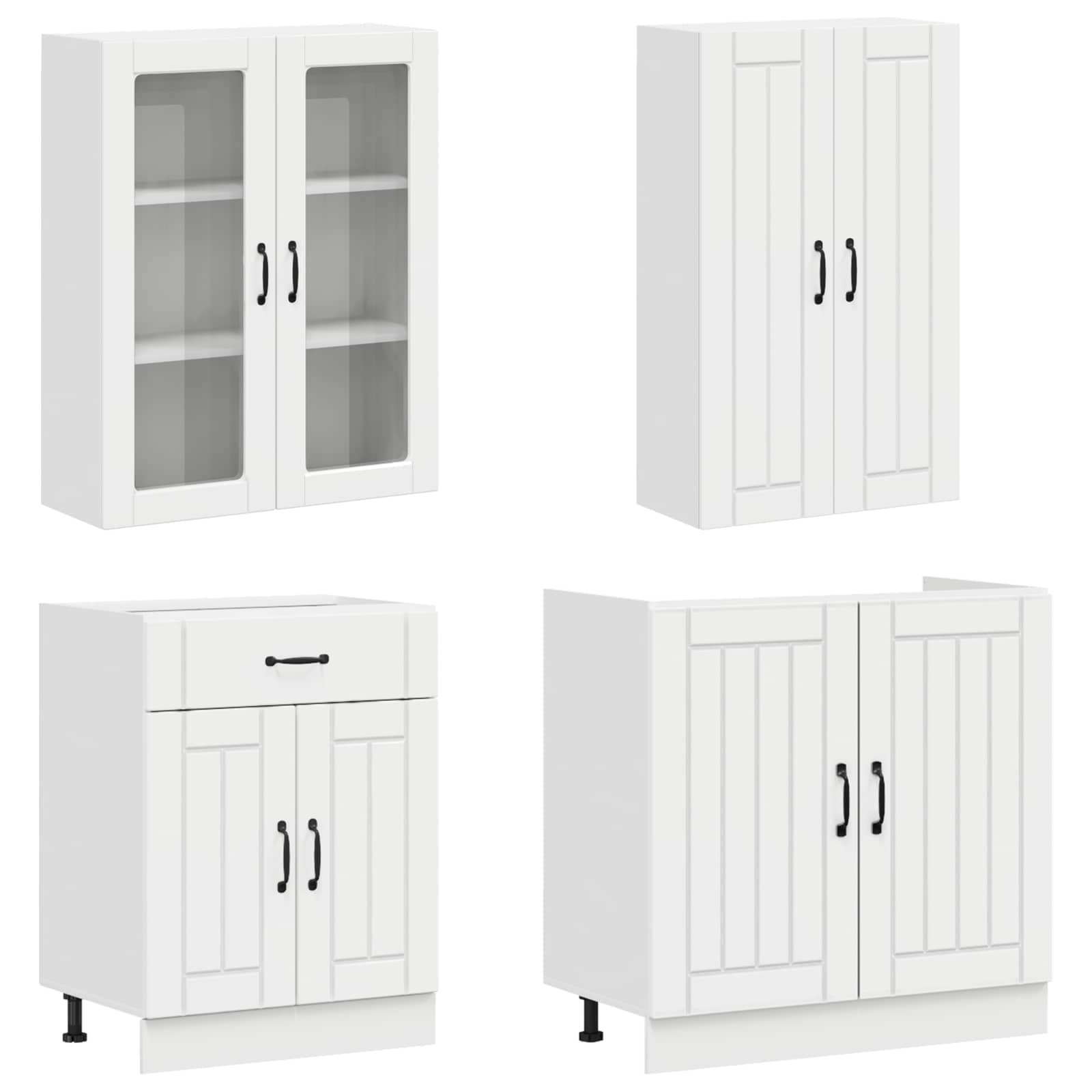 Kitchen Unit LUCCA 4 pcs High Gloss White Engineered Wood