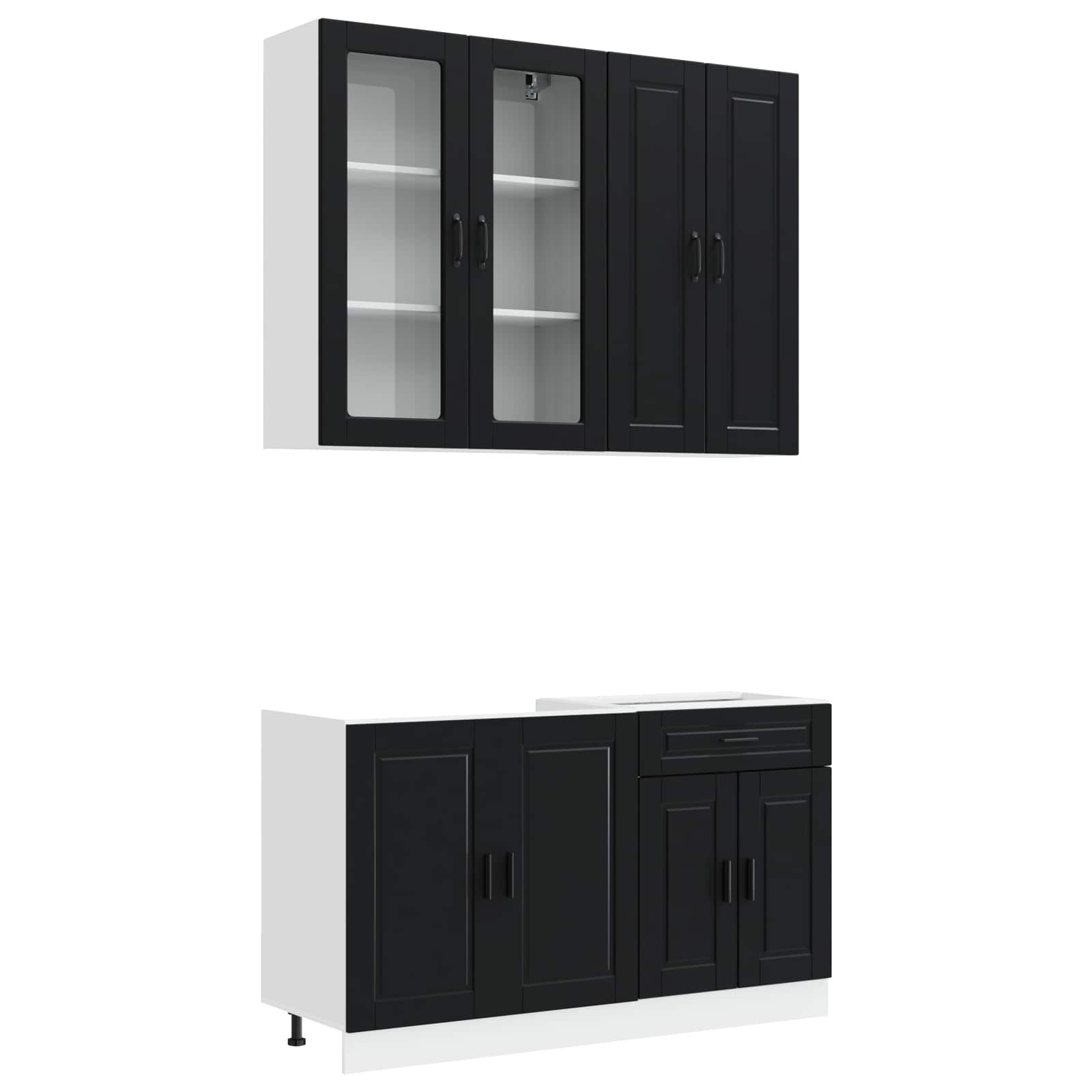Kitchen Unit PORTO 4 pcs Black Engineered Wood