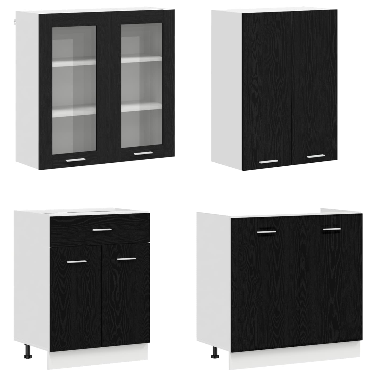 Kitchen Unit LYON 4 pcs Black Oak Engineered Wood