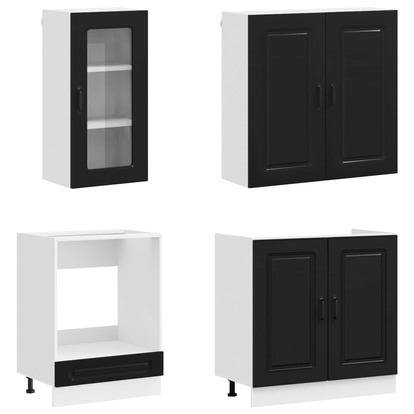 Kitchen Unit KALMAR 8 pcs Black Engineered Wood