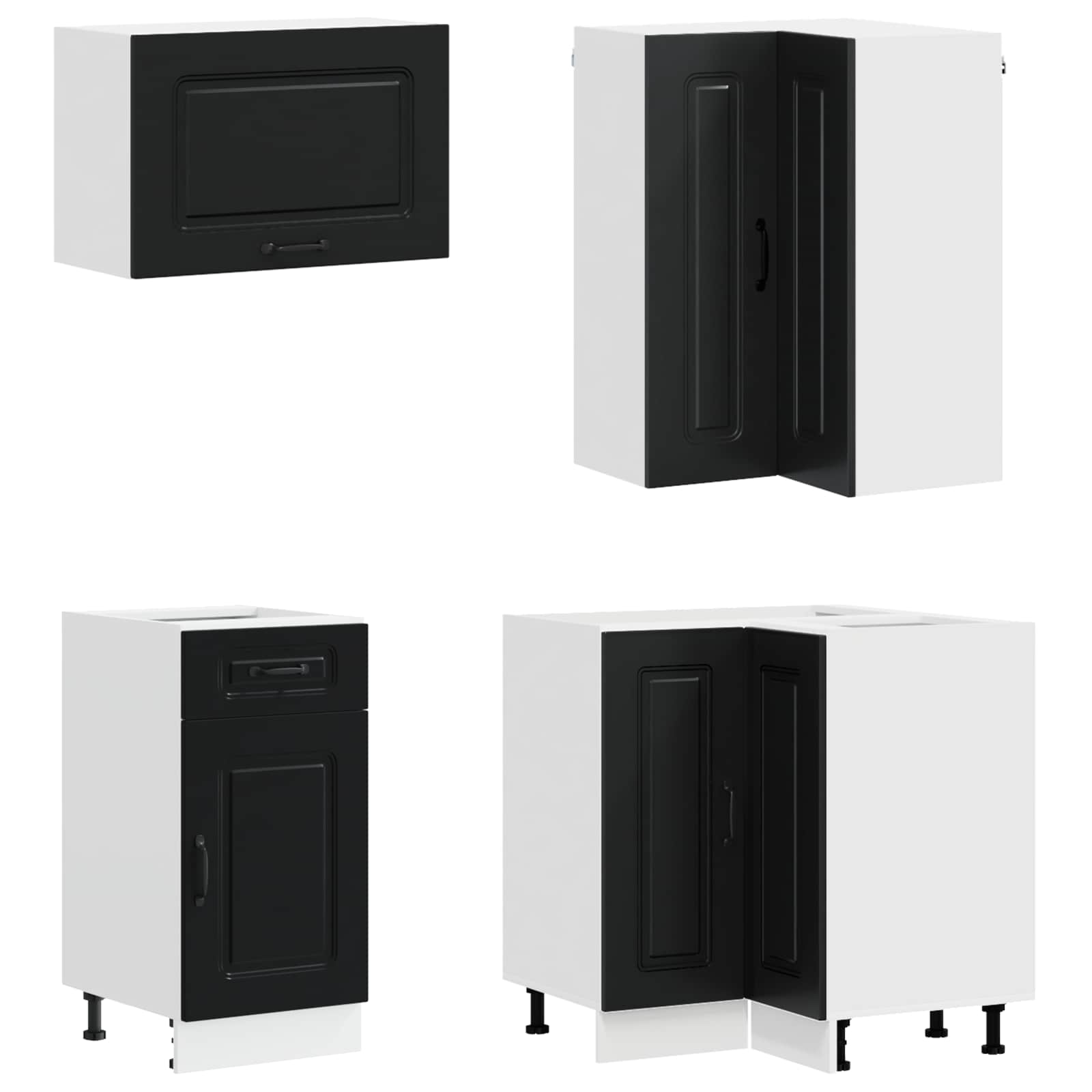 Kitchen Unit KALMAR 8 pcs Black Engineered Wood