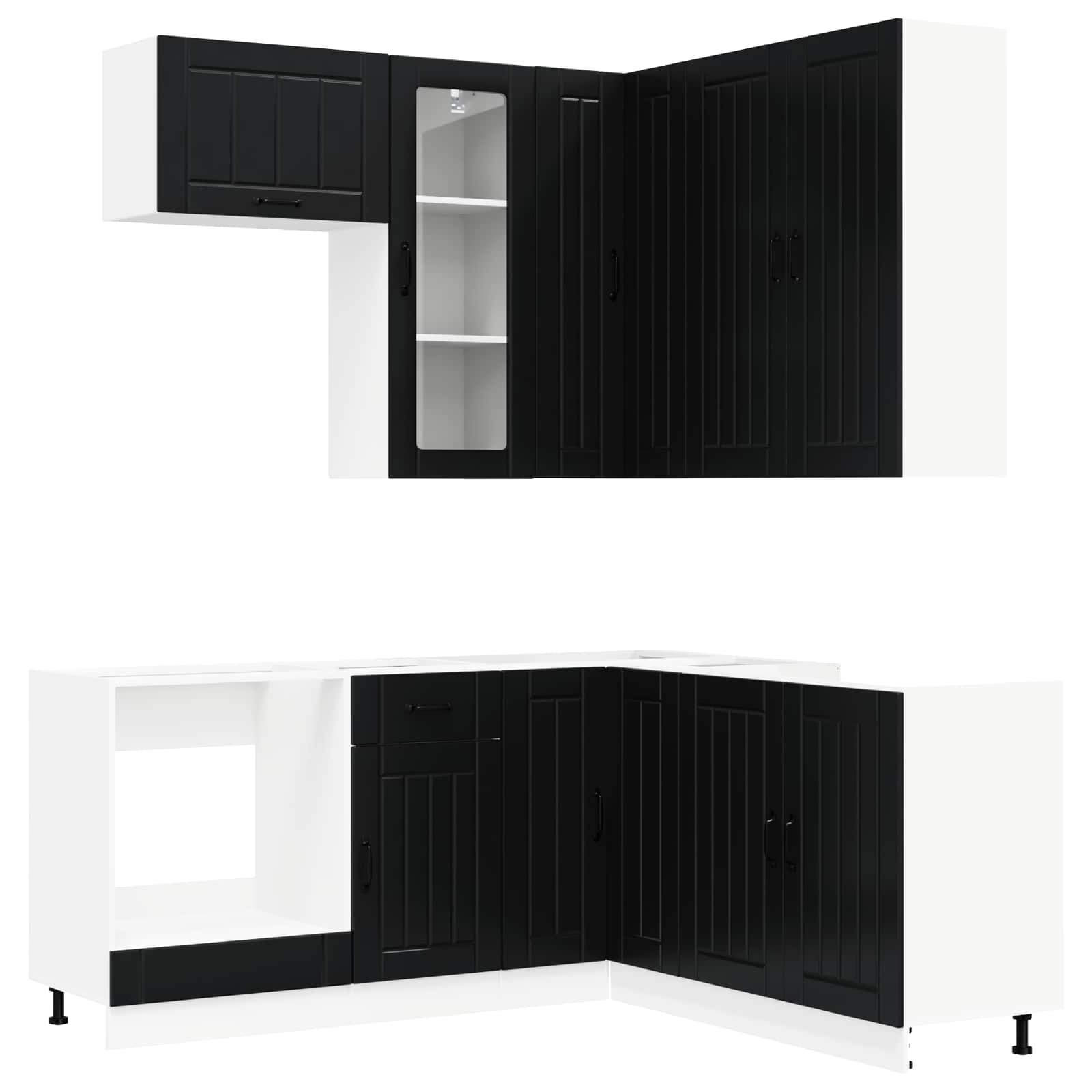 Kitchen Unit LUCCA 8 pcs Black Engineered Wood