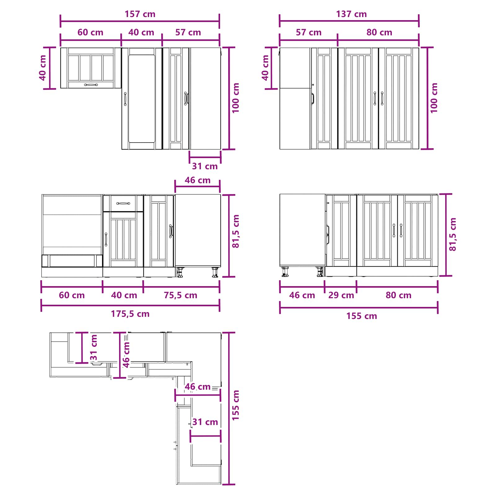 Kitchen Unit LUCCA 8 pcs High Gloss White Engineered Wood