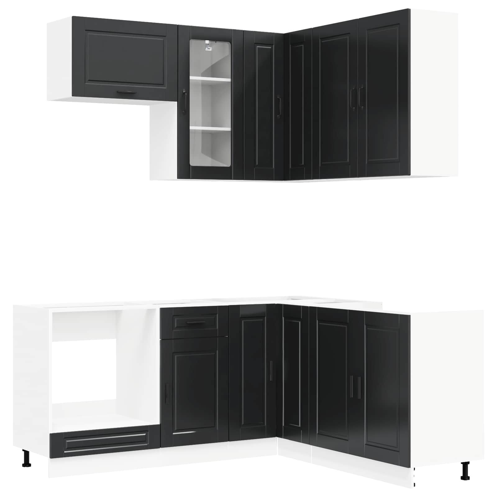 Kitchen Unit PORTO 8 pcs Black Engineered Wood