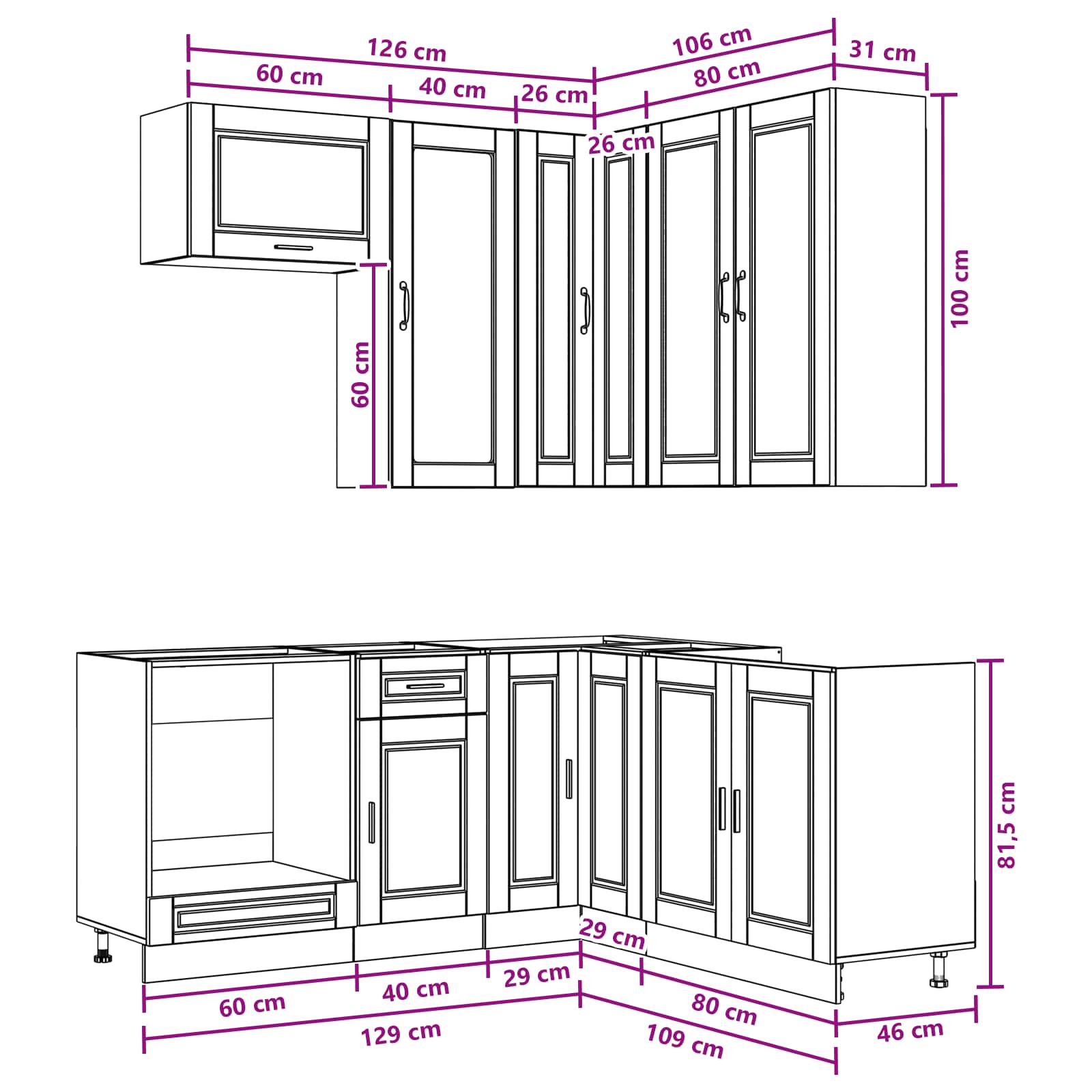 Kitchen Unit PORTO 8 pcs White Engineered Wood