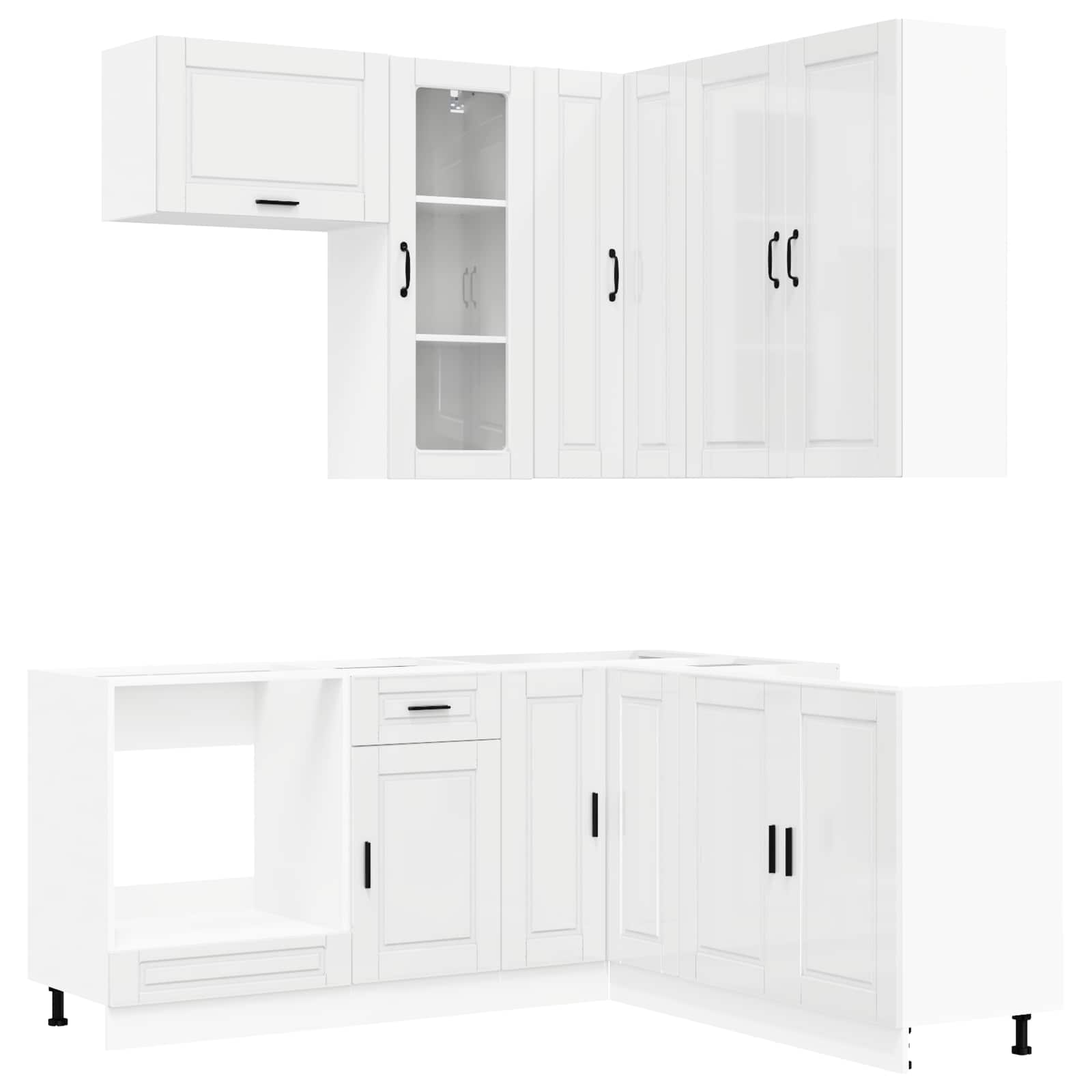 Kitchen Unit PORTO 8 pcs High Gloss White Engineered Wood