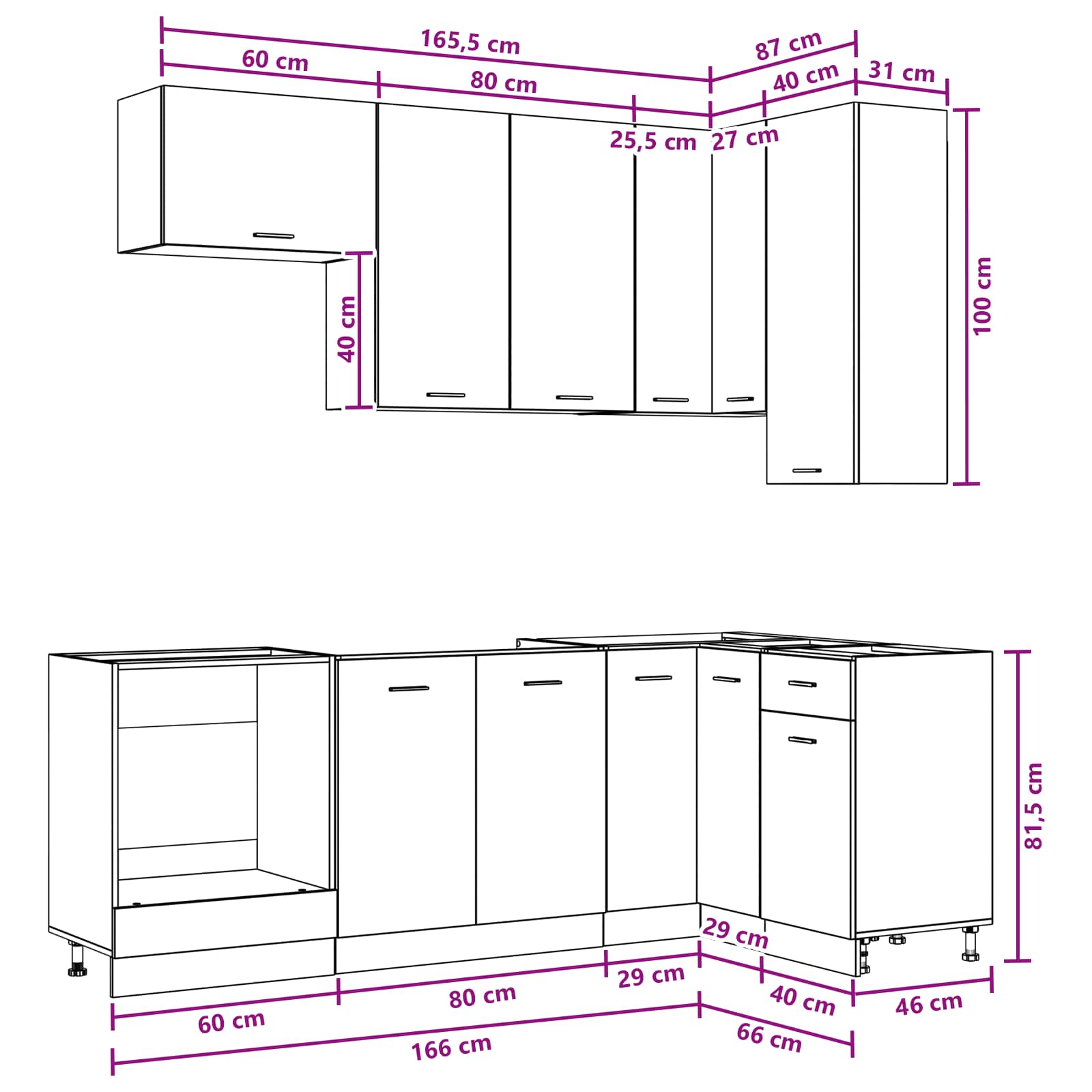 Kitchen Unit LYON 8 pcs White Engineered Wood