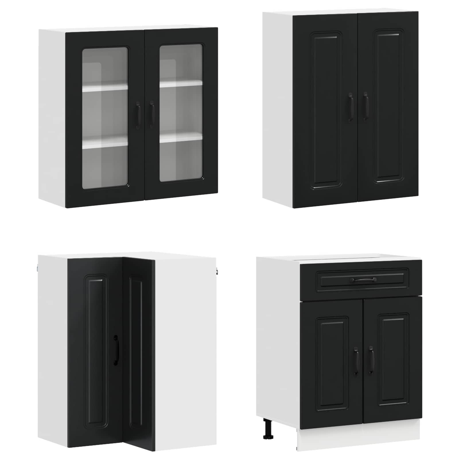 Kitchen Unit KALMAR 8 pcs Black Engineered Wood