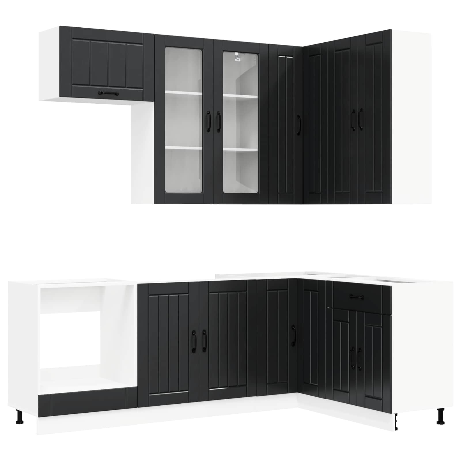 Kitchen Unit LUCCA 8 pcs Black Engineered Wood