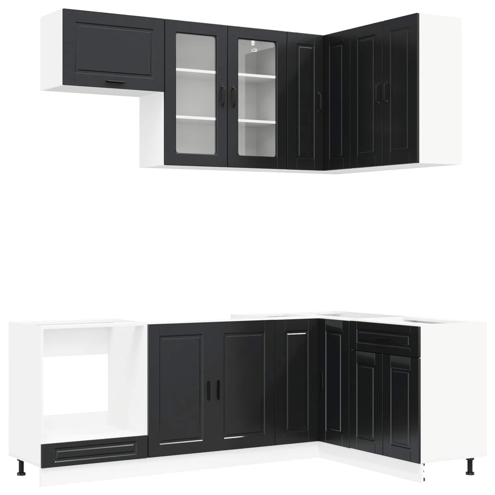 Kitchen Unit PORTO 8 pcs Black Engineered Wood