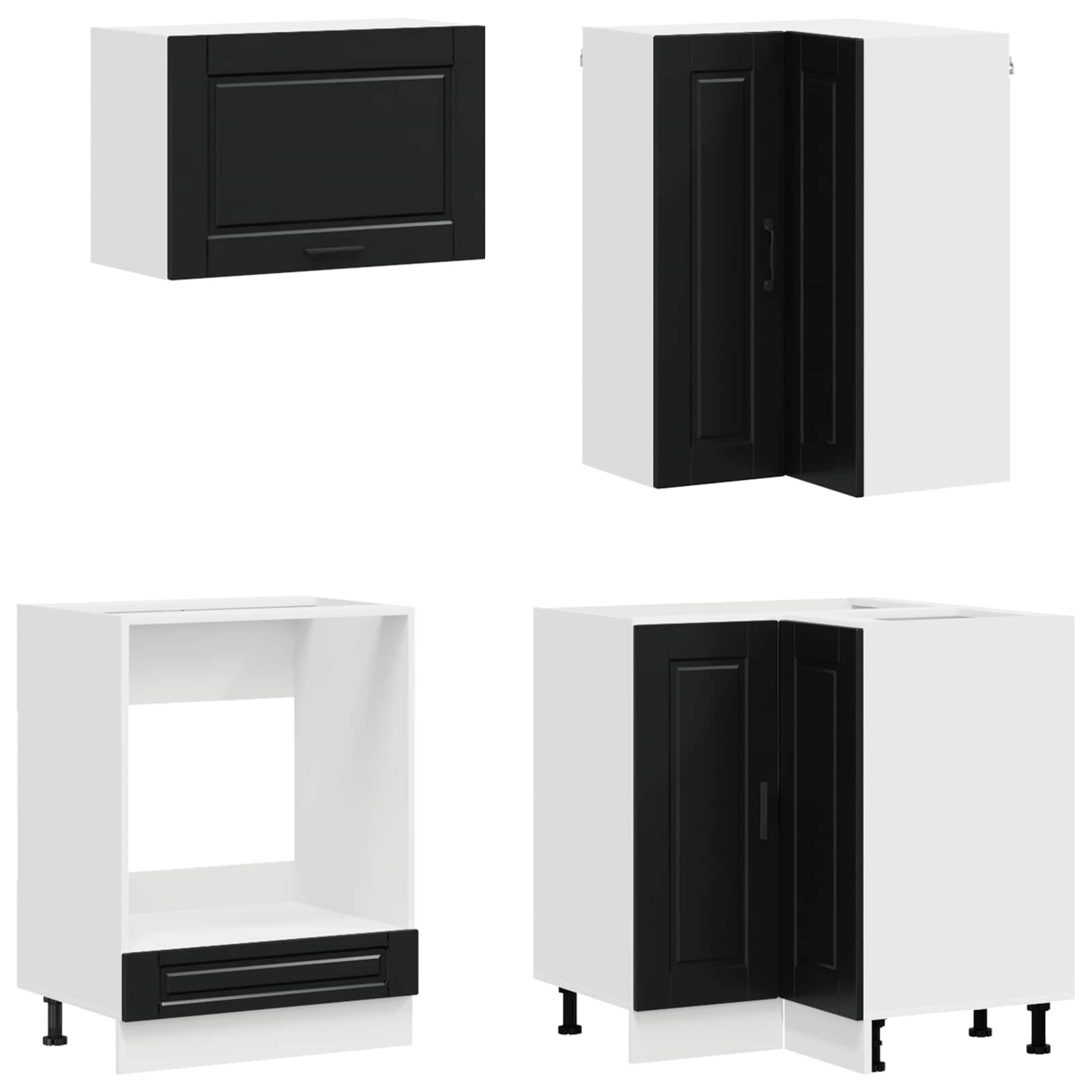 Kitchen Unit PORTO 8 pcs Black Engineered Wood