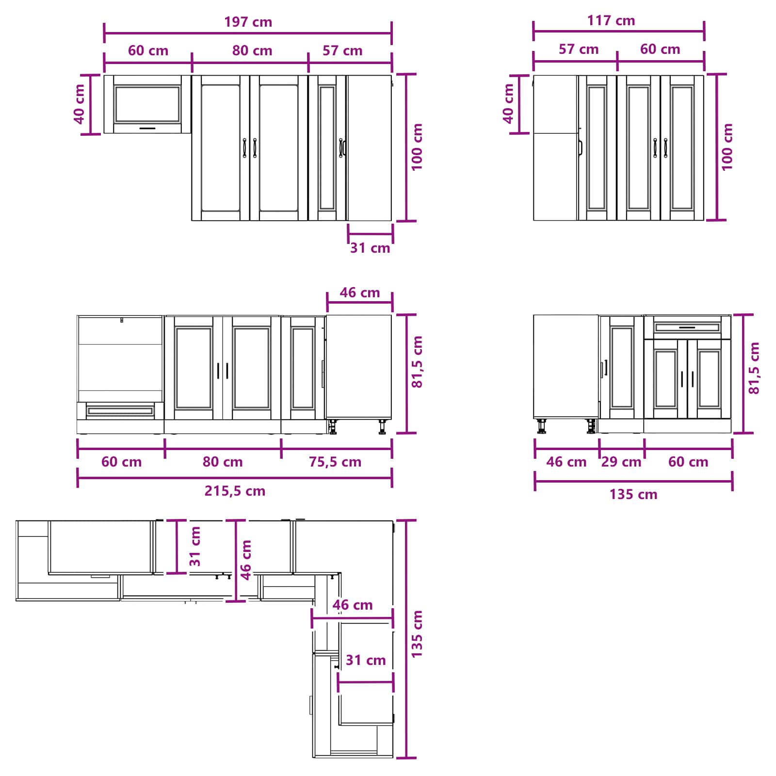 Kitchen Unit PORTO 8 pcs High Gloss White Engineered Wood