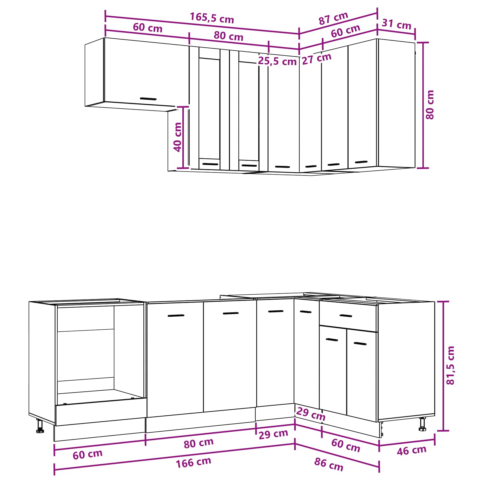 Kitchen Unit LYON 8 pcs White Engineered Wood